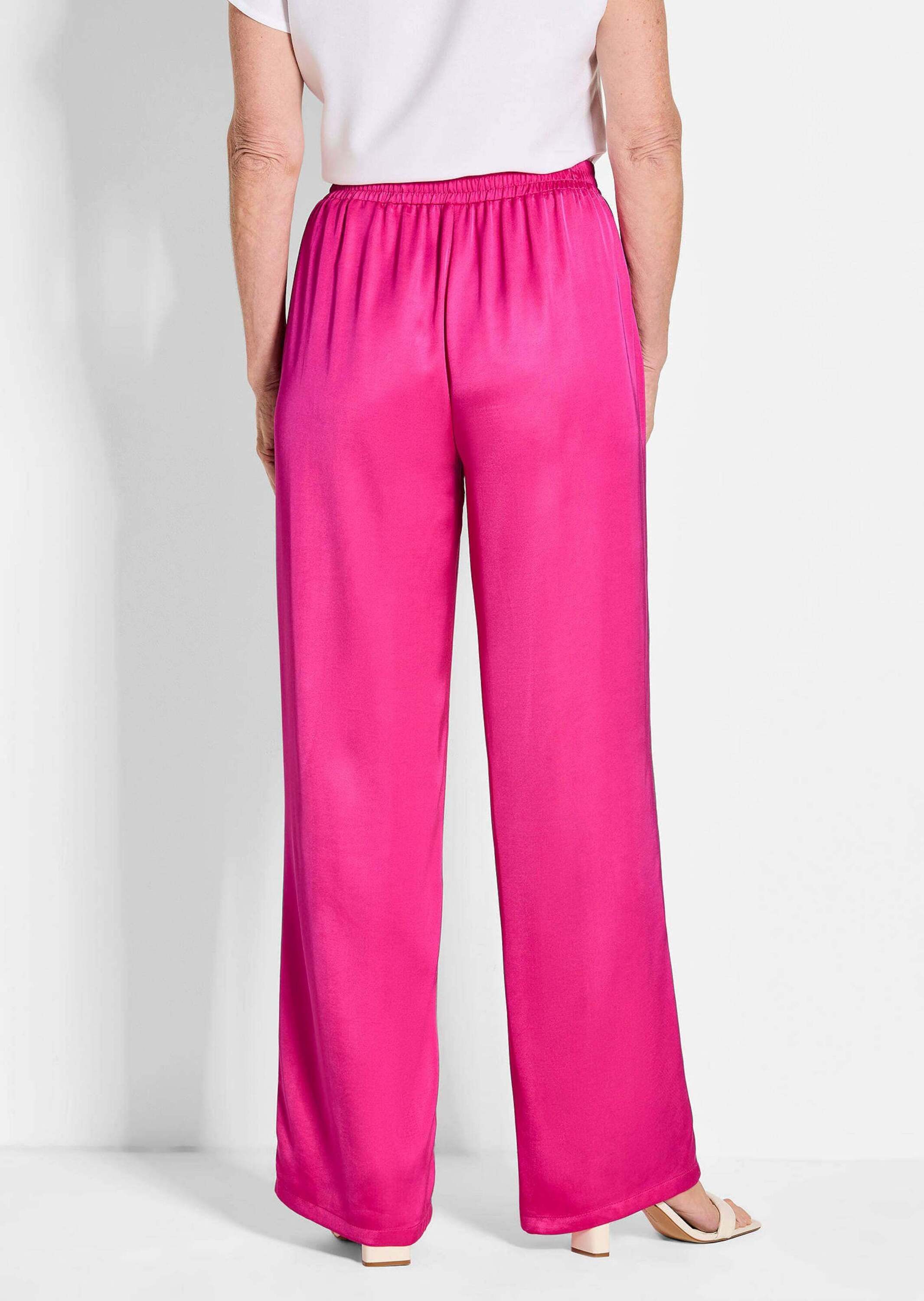 GOLDNER Schlupfhose Satinhose VERA mit weitem Bein Glänzender Viskose-Satin mit Dehnbund, Taschen und weitem Bein