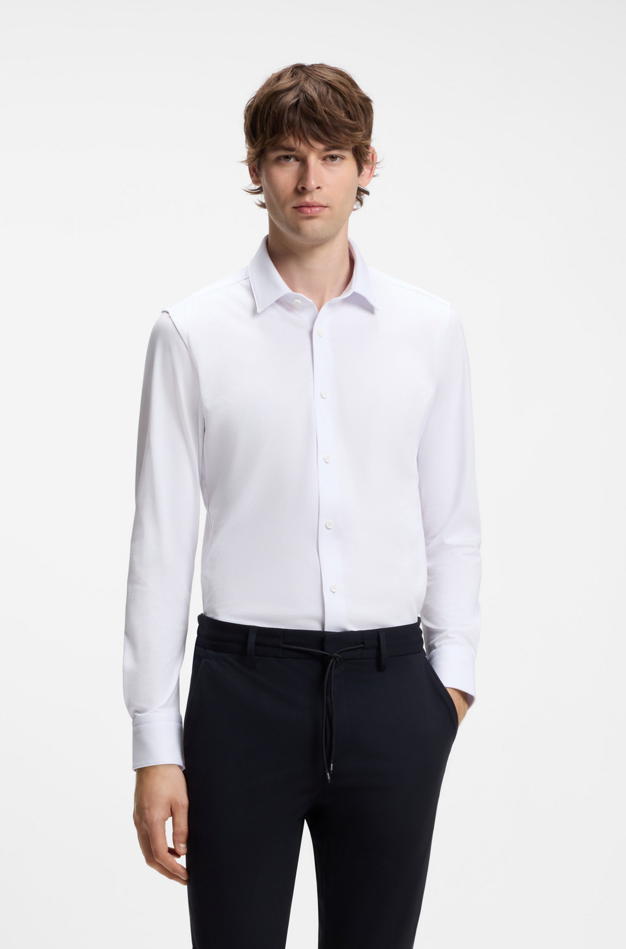 BOSS Businesshemd HANK Kentkragen, Slim Fit, Baumwoll-Mix mit Performance-Stretch