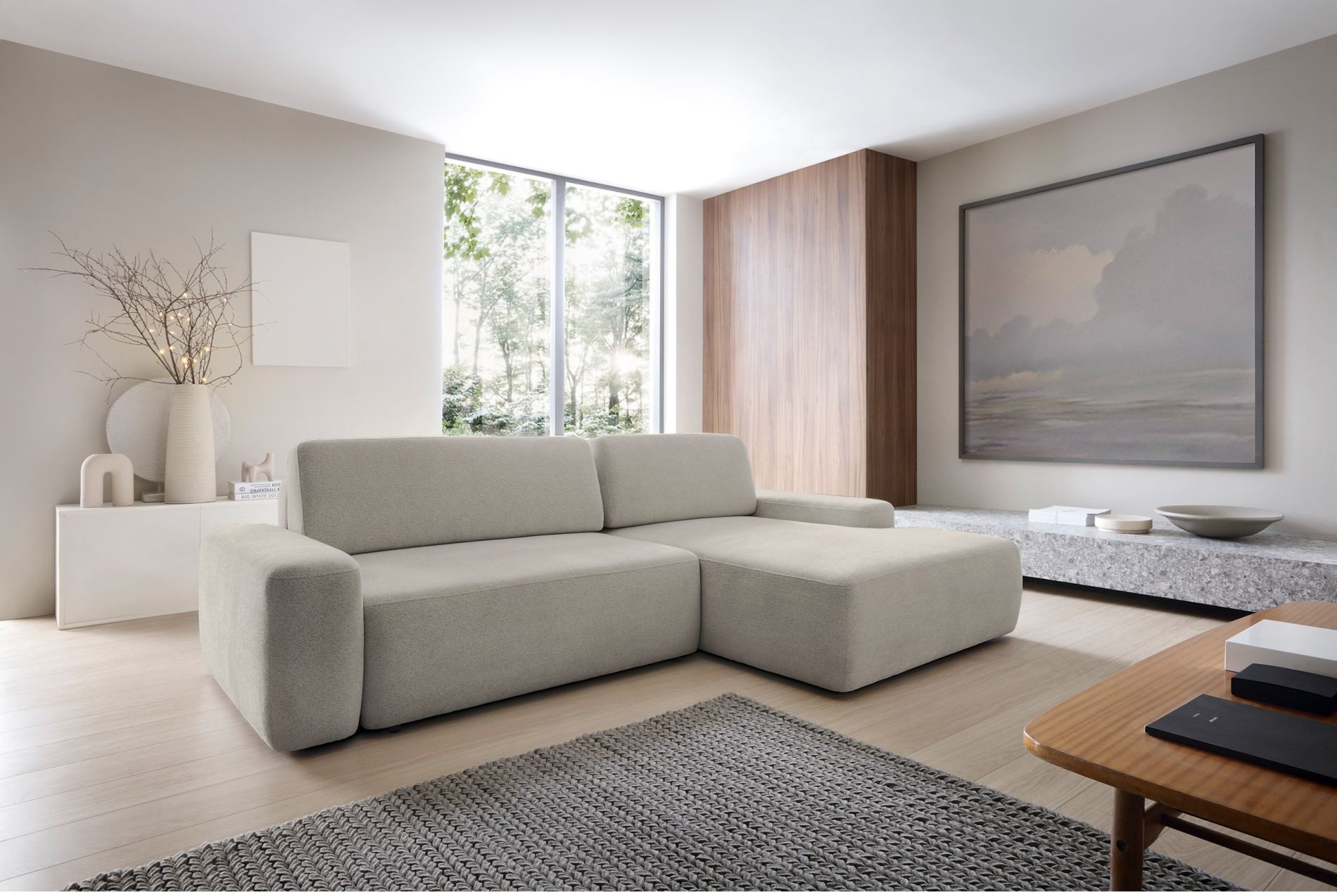 Selsey Ecksofa BALEO, Ecksofa mit Schlaffunktion, Stauraum und Chenille-Bezug