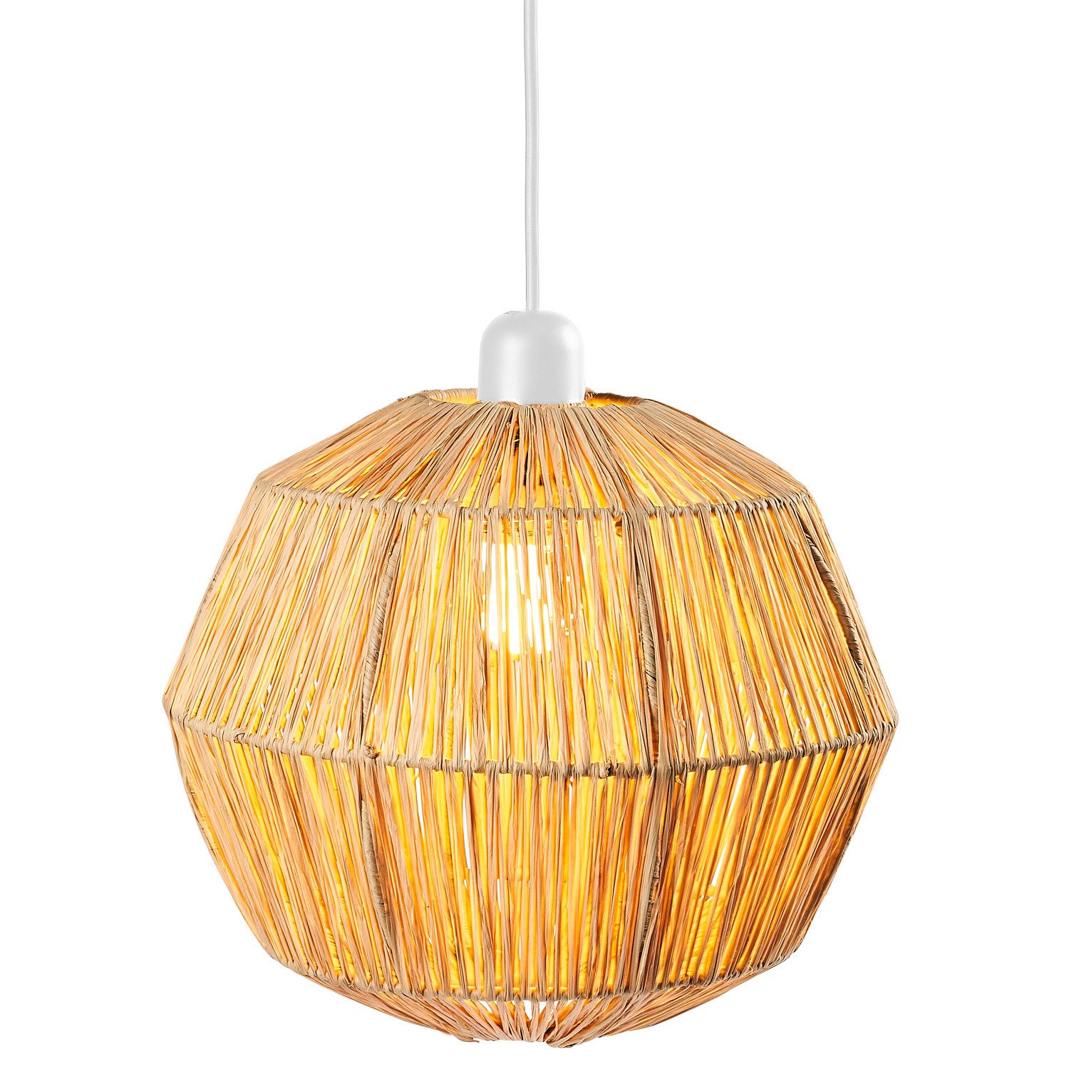 Marrakesch Orient & Mediterran Interior Pendelleuchte Böhmische Hängelampe Flora modern aus Eisen und Bast in Natur 30 cm, Handarbeit