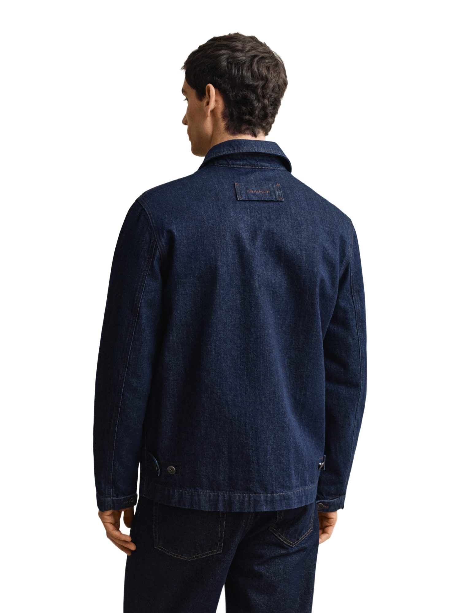 Gant Jeansjacke blau,Casual,Bio-Baumwolle,Unifarben,Button Down,Lang,Regular Fit