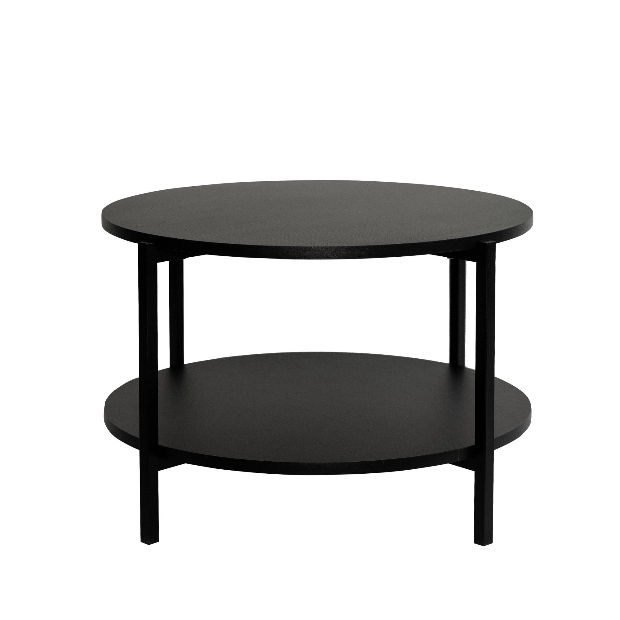 Beautysofa Couchtisch JULE (Moderner runder Wohnzimmertisch, in Schwarz mit Ablage), Ø 65 cm – Bild 4 von 5
