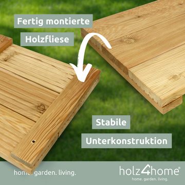 holz4home Holzfliesen Terrassenfliese aus Lärchenholz I 57,2x57,2 cm I Fein Geriffelt
