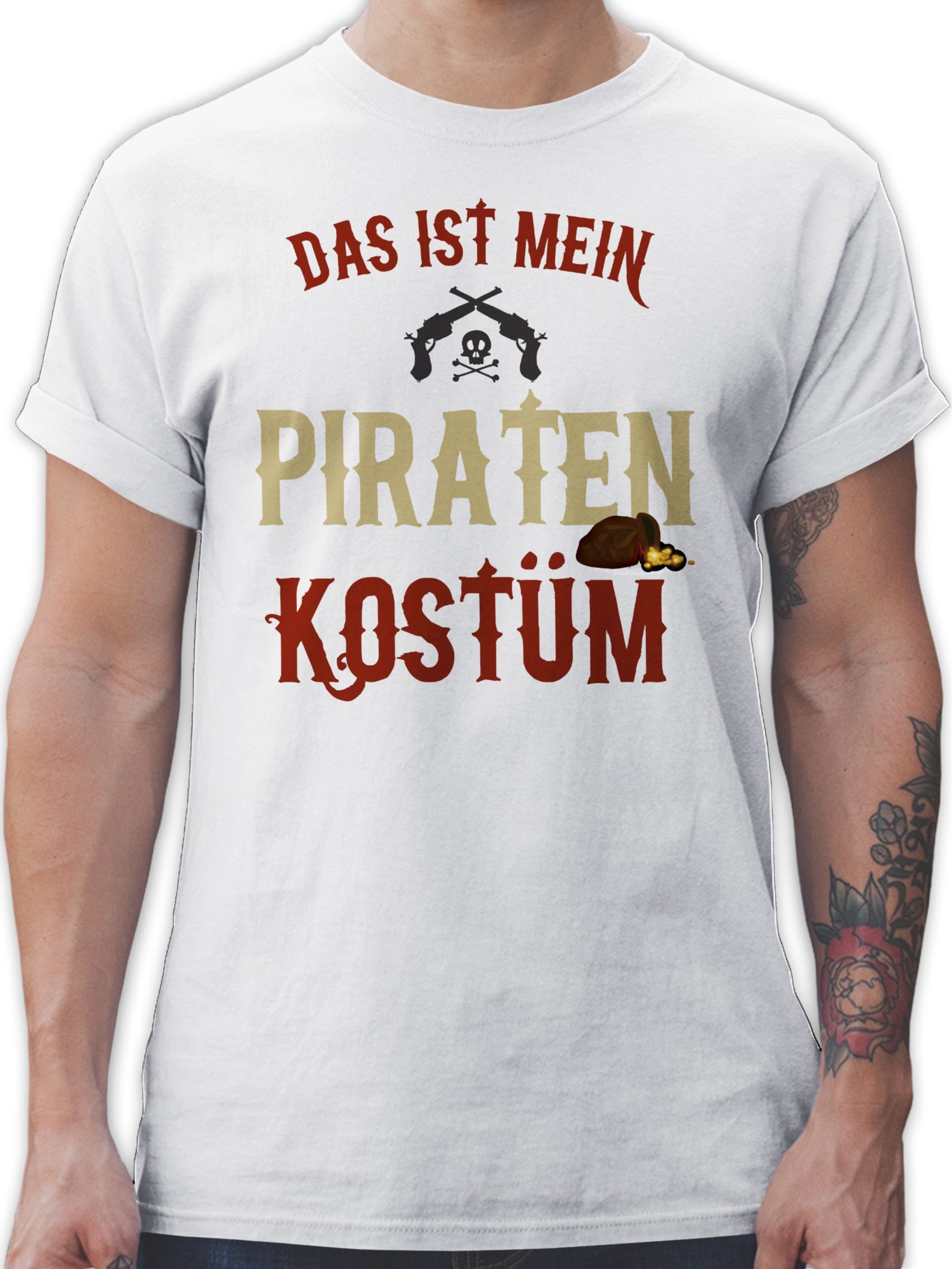 Pirat Piraten ist mein Das Karneval Weiß Outfit Kostüm T-Shirt Piratenkostüm - 02 Shirtracer verkleidet