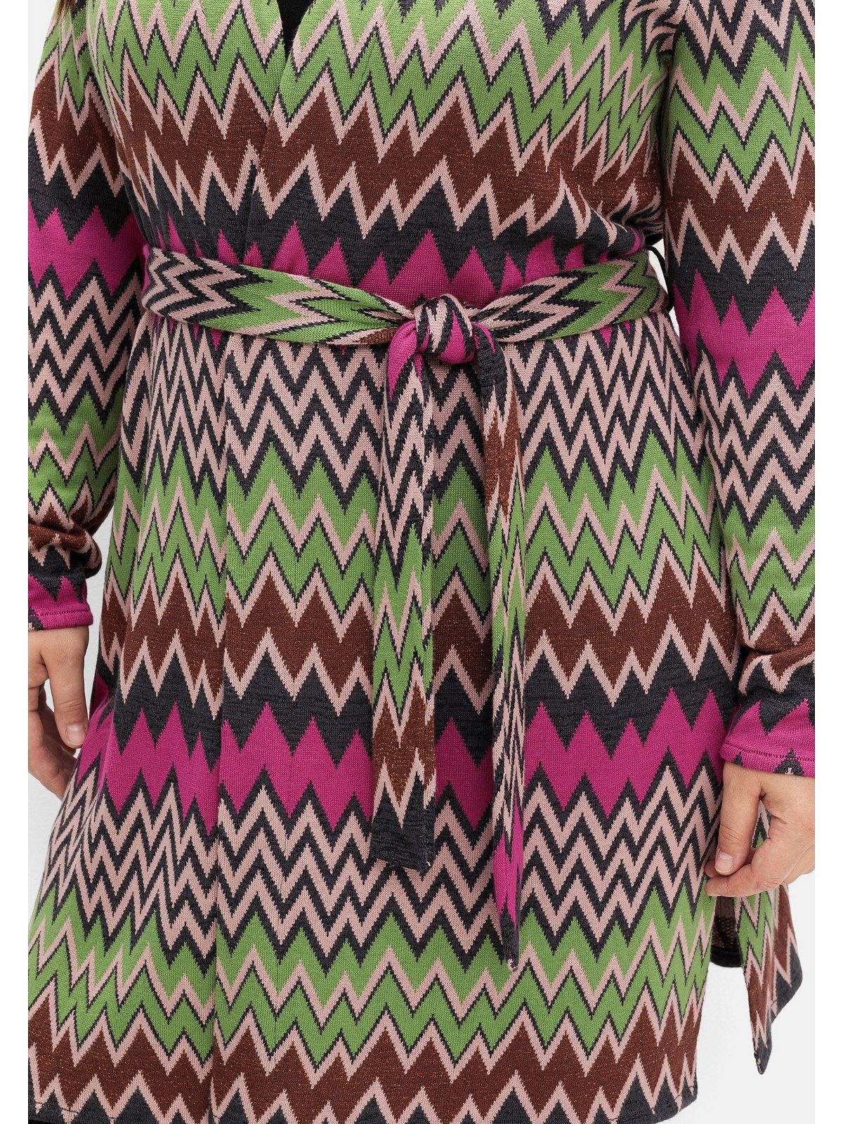 sheego by Joe Browns Longstrickjacke Große Größen im Zickzack-Jacquardmuster