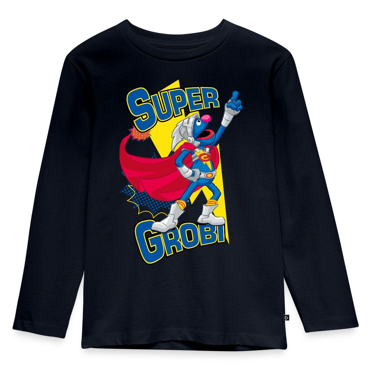 Spreadshirt T-Shirt Sesamstraße Grobi Supergrobi Superheld Kinder Premium Langarmshirt (1-tlg)