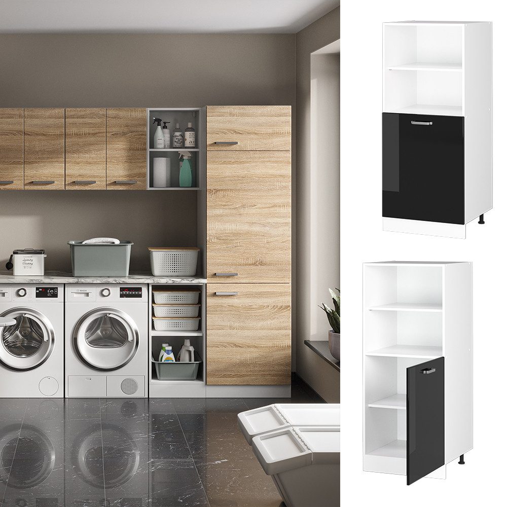 Vicco Schranksystem R-Line, Schwarz Hochglanz/Weiß, 60 günstig online kaufen