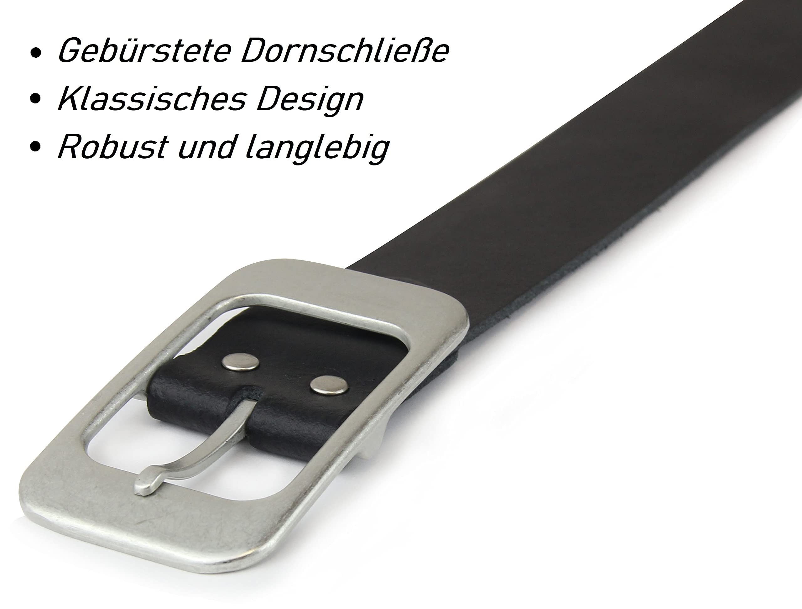 Frentree Ledergürtel aus 100% Echtleder, MADE IN GERMANY 3,8 cm breiter Gürtel aus Leder, kürzbar, Schwarz