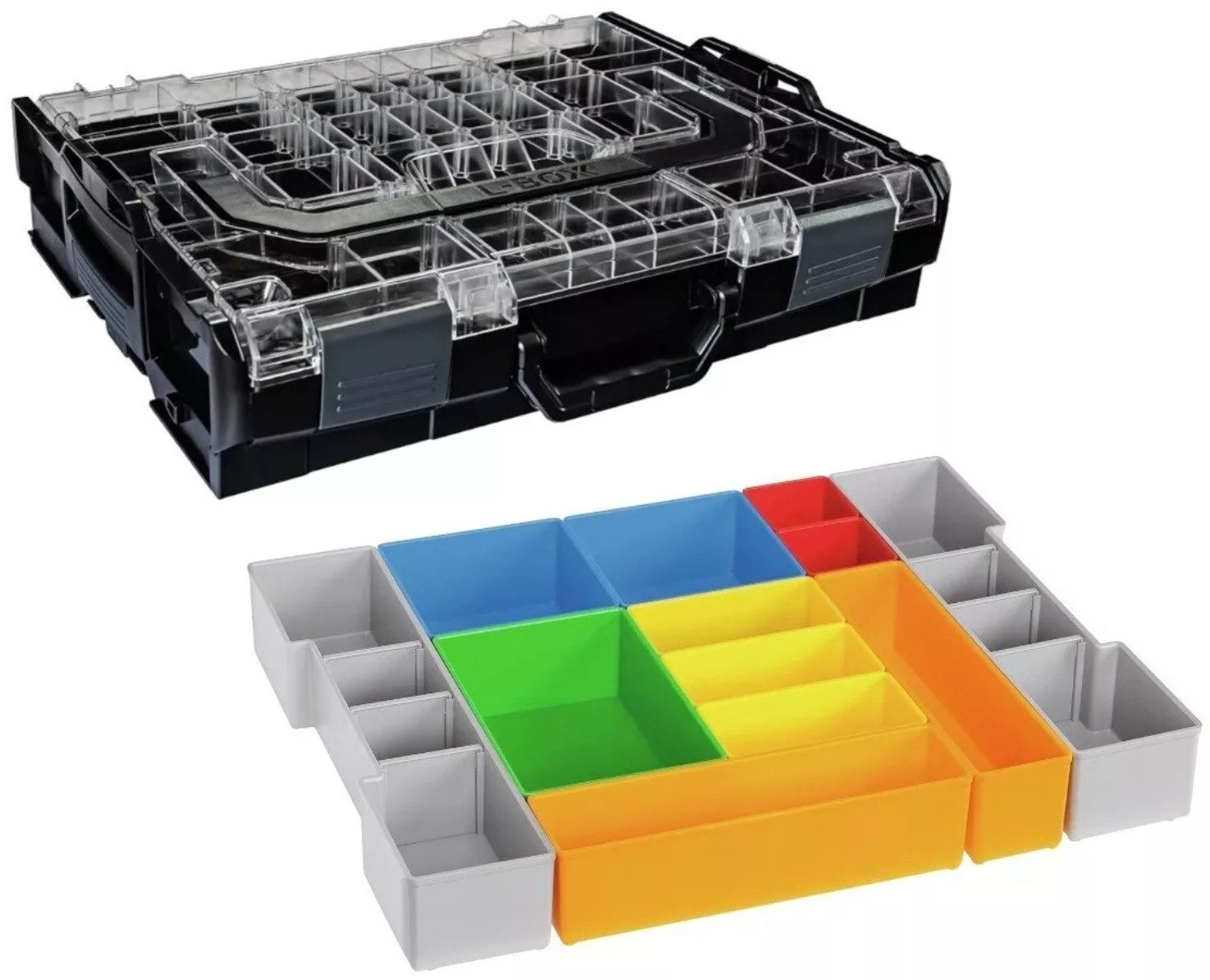 Sortimo® Werkzeugkoffer Bosch Sortimo L-Boxx 102 anthrazit Deckel Transparent mit Insetboxen