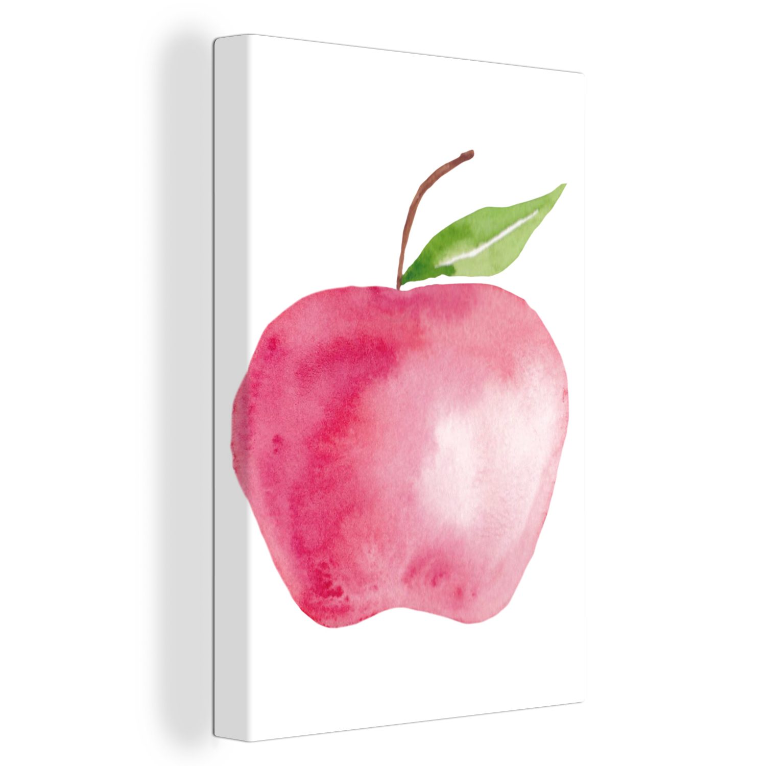 OneMillionCanvasses® Leinwandbild Apfel - Farbe - Weiß, (1 St), Leinwandbild fertig bespannt inkl. Zackenaufhänger, Gemälde, 20x30 cm