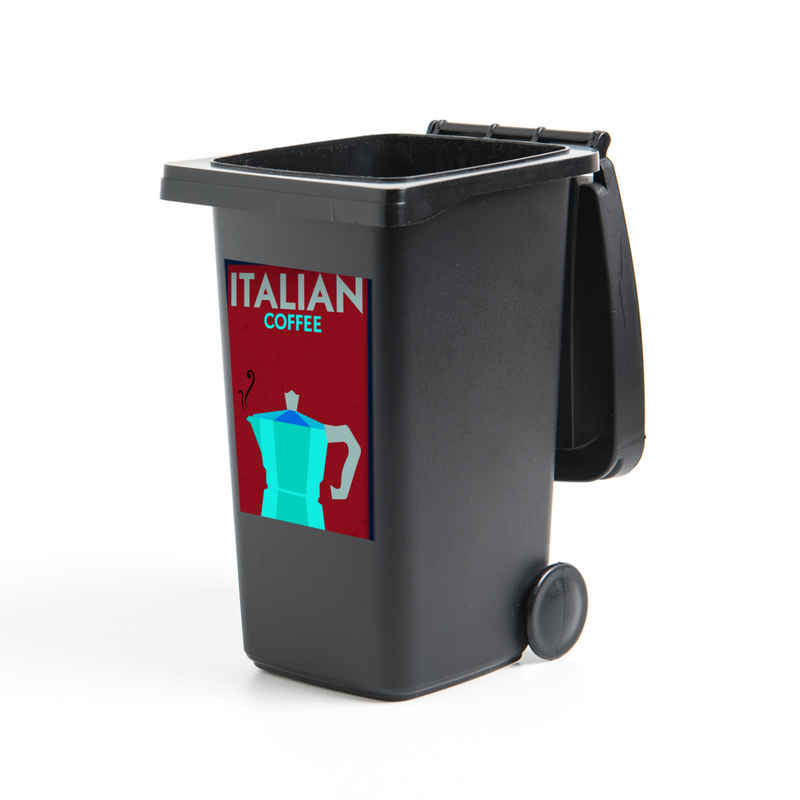 MuchoWow Wandsticker Italien - Jahrgang - Kaffee - Zitate - Italienischer Kaffee (1 St), Mülleimer-aufkleber, Mülltonne, Sticker, Container, Abfalbehälter