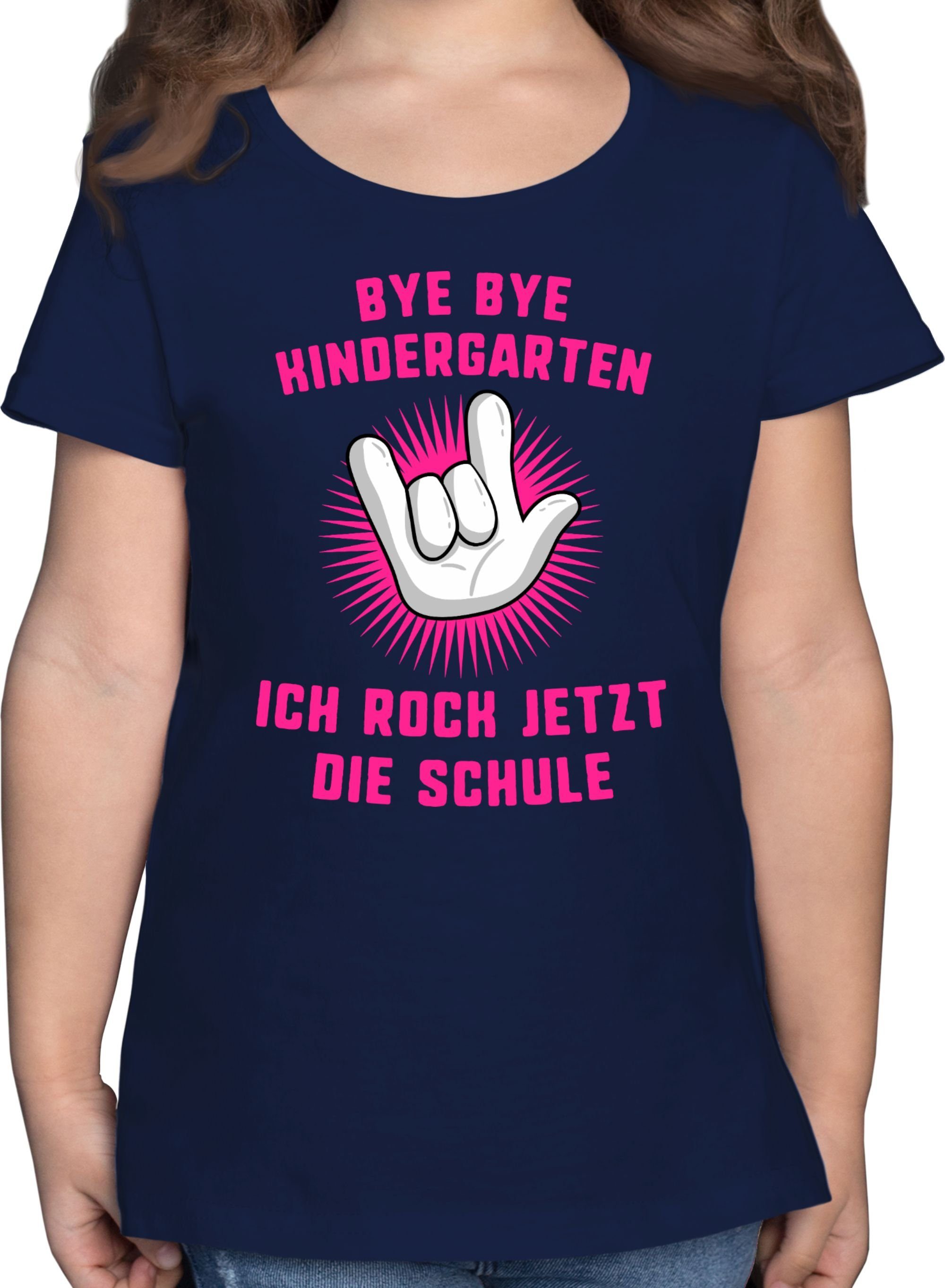 T-Shirt Bye Bye Kindergarten ich rock jetzt die Schule fuchsia