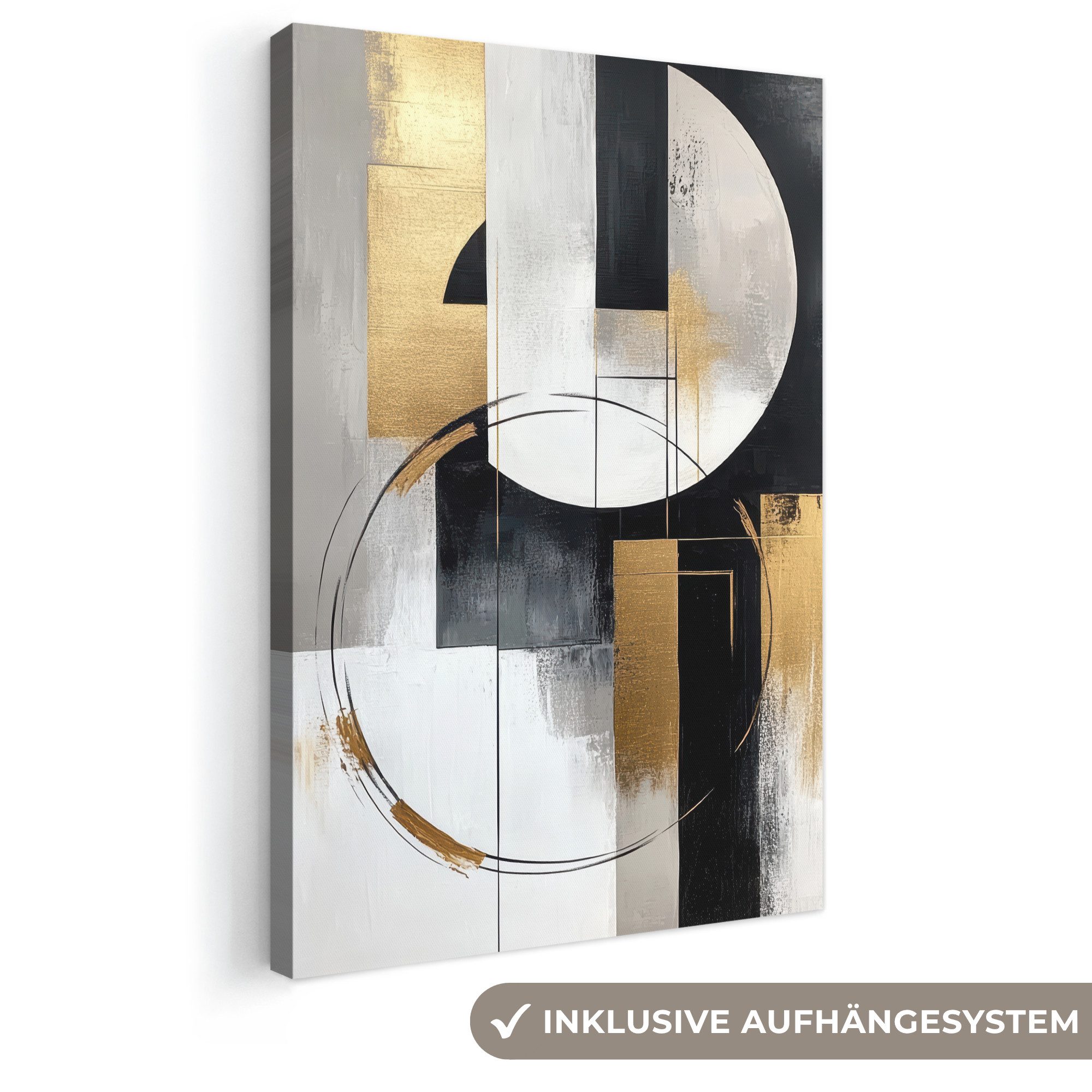 OneMillionCanvasses® Leinwandbild Abstrakt - Gold - Silber - Formen - Ästhetik, Fotodruck (1 St), Leinwand Canvas Wandbild, Wanddekoration 20x30 cm