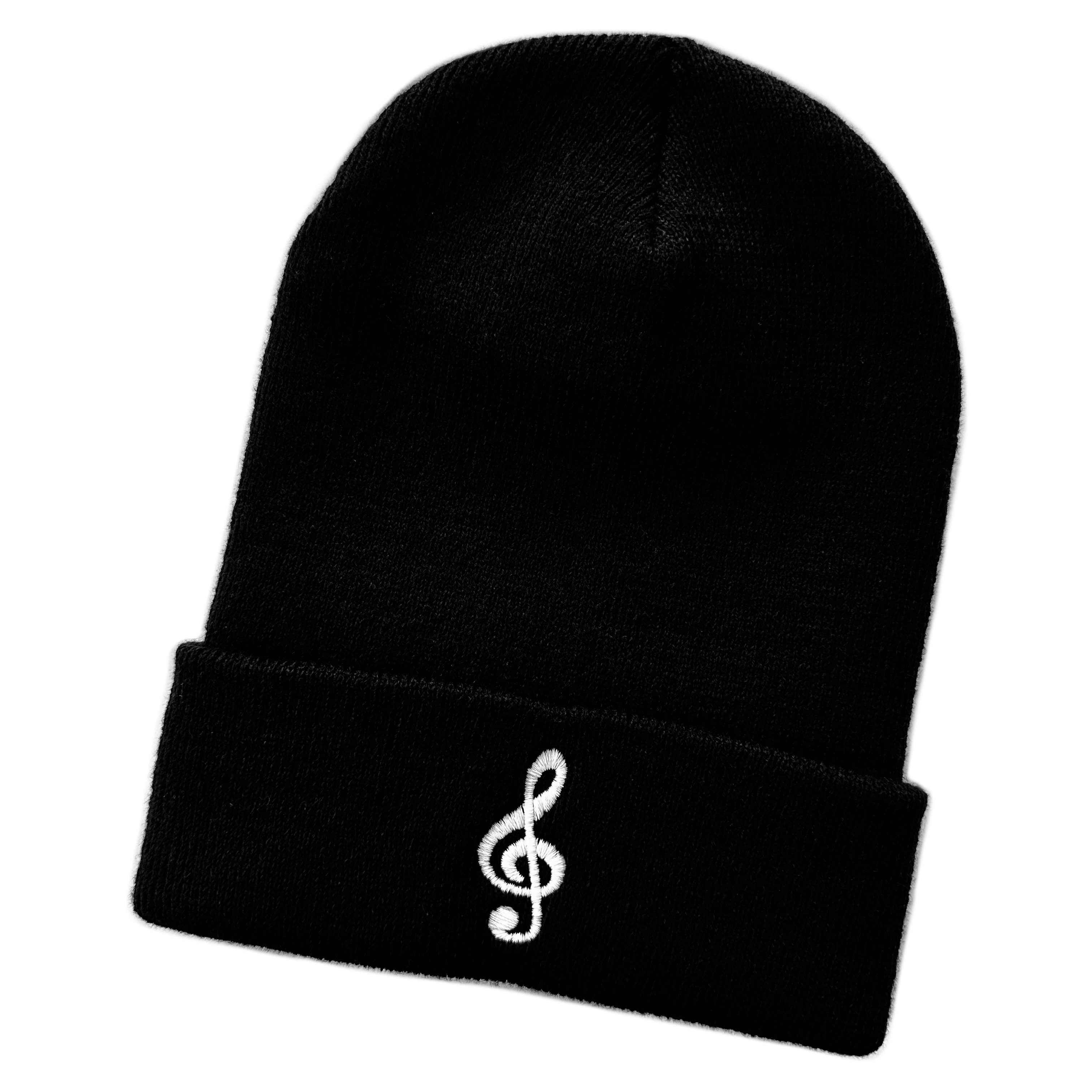 Strickmütze Wintermütze Notenschlüssel (unisex) bestickt Statement Streetwear