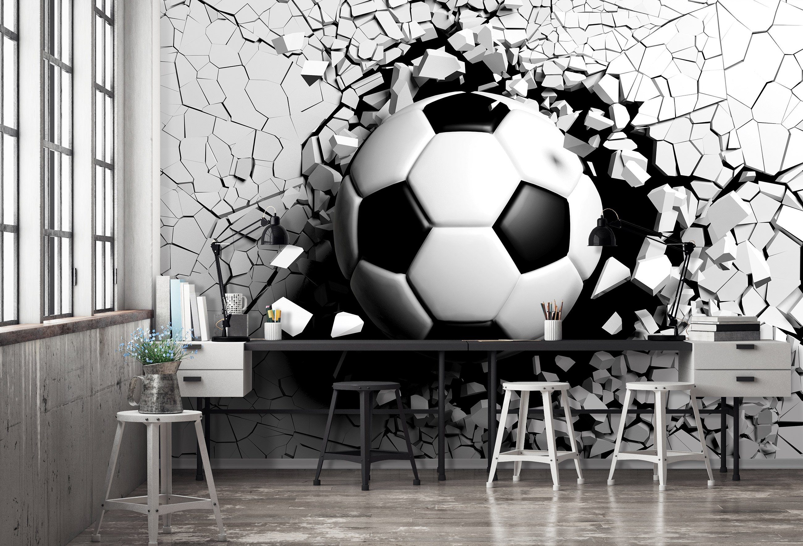 3D Vliestapete Tapete Jungen Wallarena Fußball Effekt Kinderzimmer Kinder, Vlies Glatt, Kleister inklusive Wandtapete, Fototapete