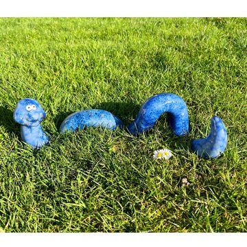 MamboCat Dekofigur Paul Deko-Wurm L blau Länge 70cm Garten-Figur Outdoor Beet Rasen