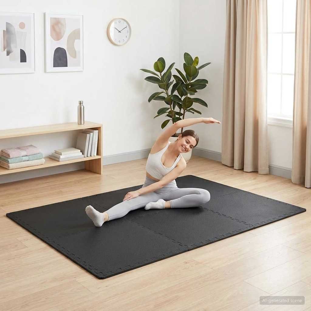 vidaXL Bodenmatte Bodenmatten 54 Stk. 4,86 m² EVA-Schaumstoff Schwarz