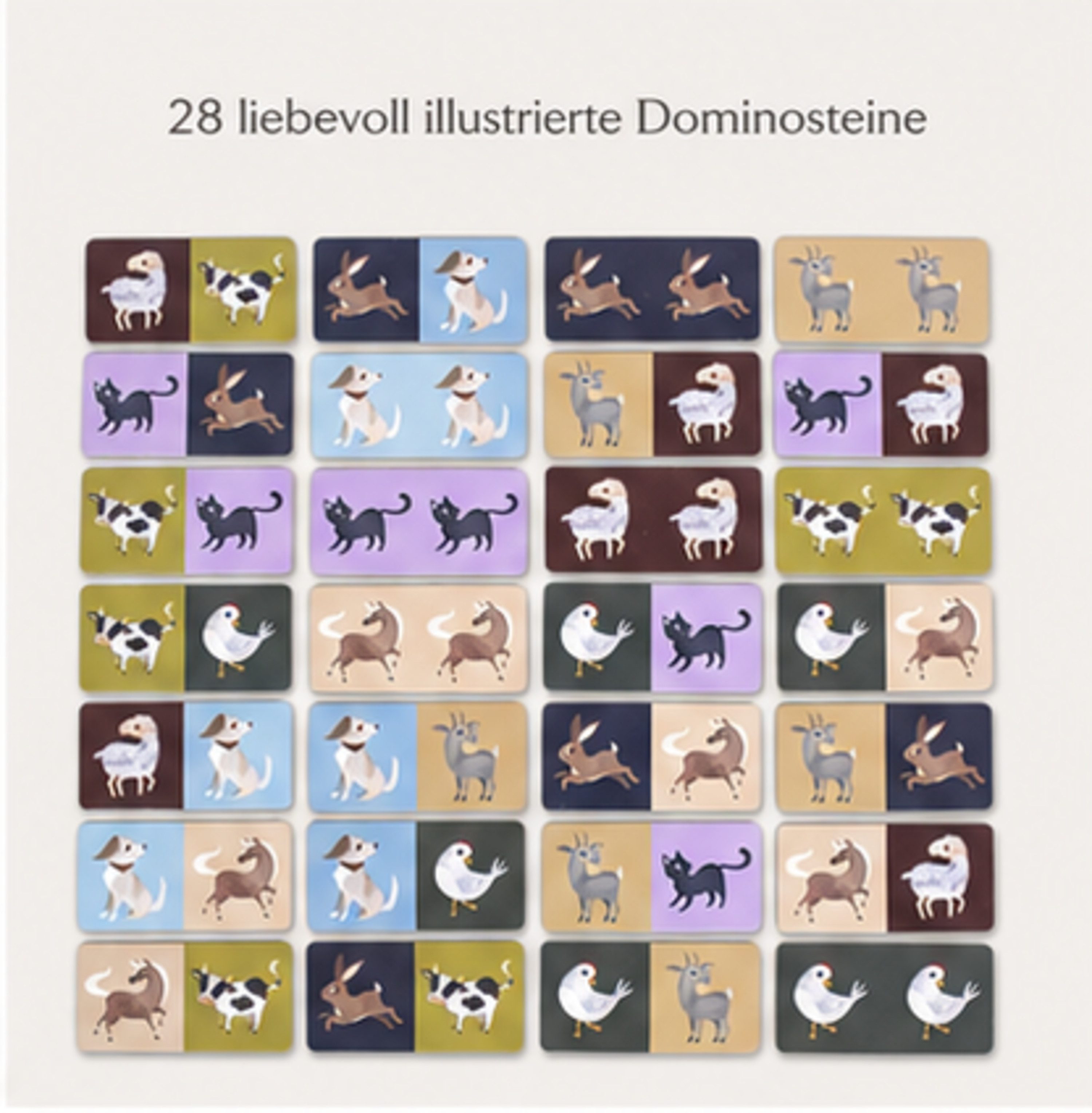 FILIBABBA Spiel Filibabba Domino Tiere – Lernspiel für Kinder ab 3 Jahren, Domino, Gesellschaftspiel für Kinder, hochwertiges Papier