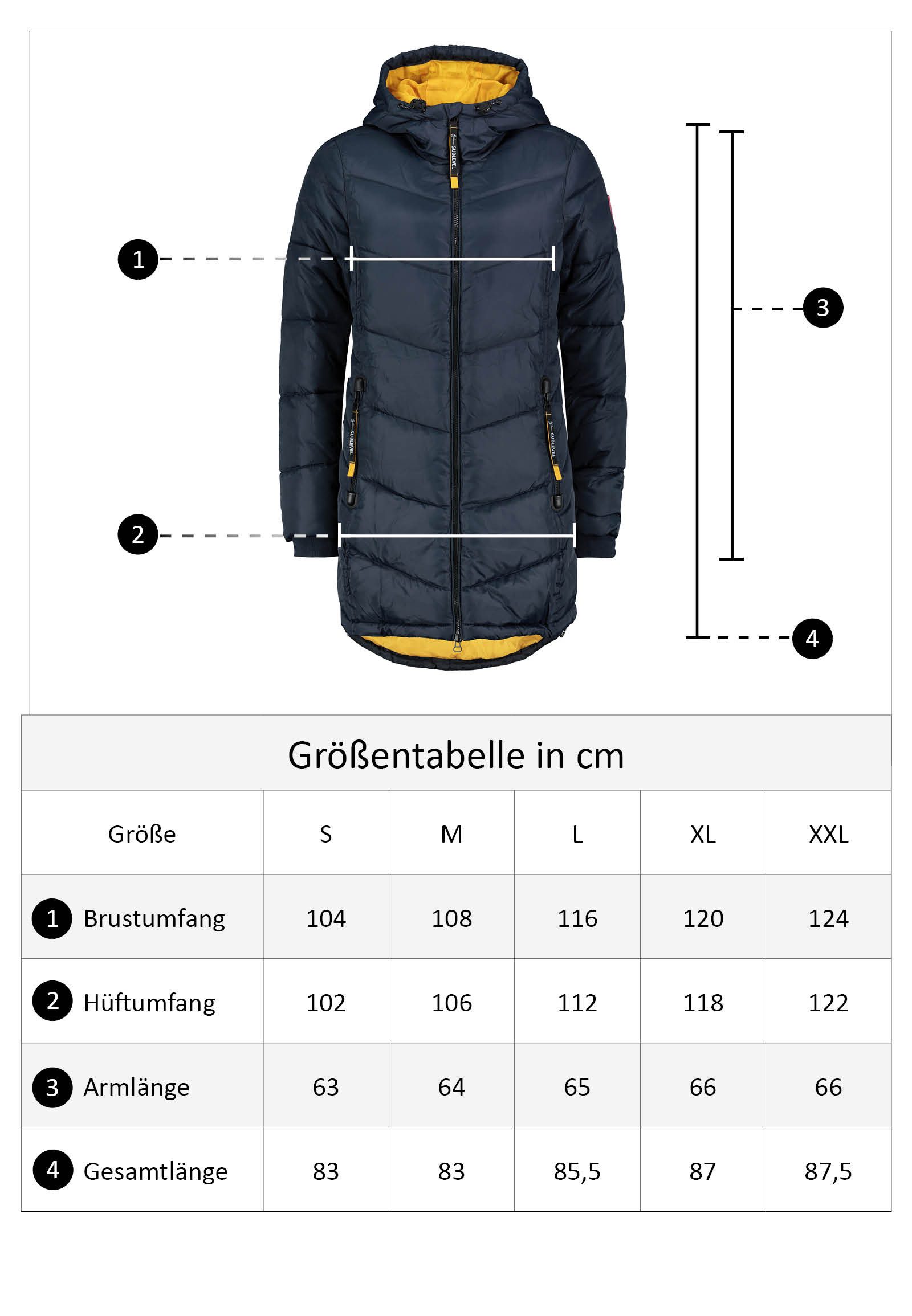 SUBLEVEL Wintermantel Steppmantel tailliert warm wattiert