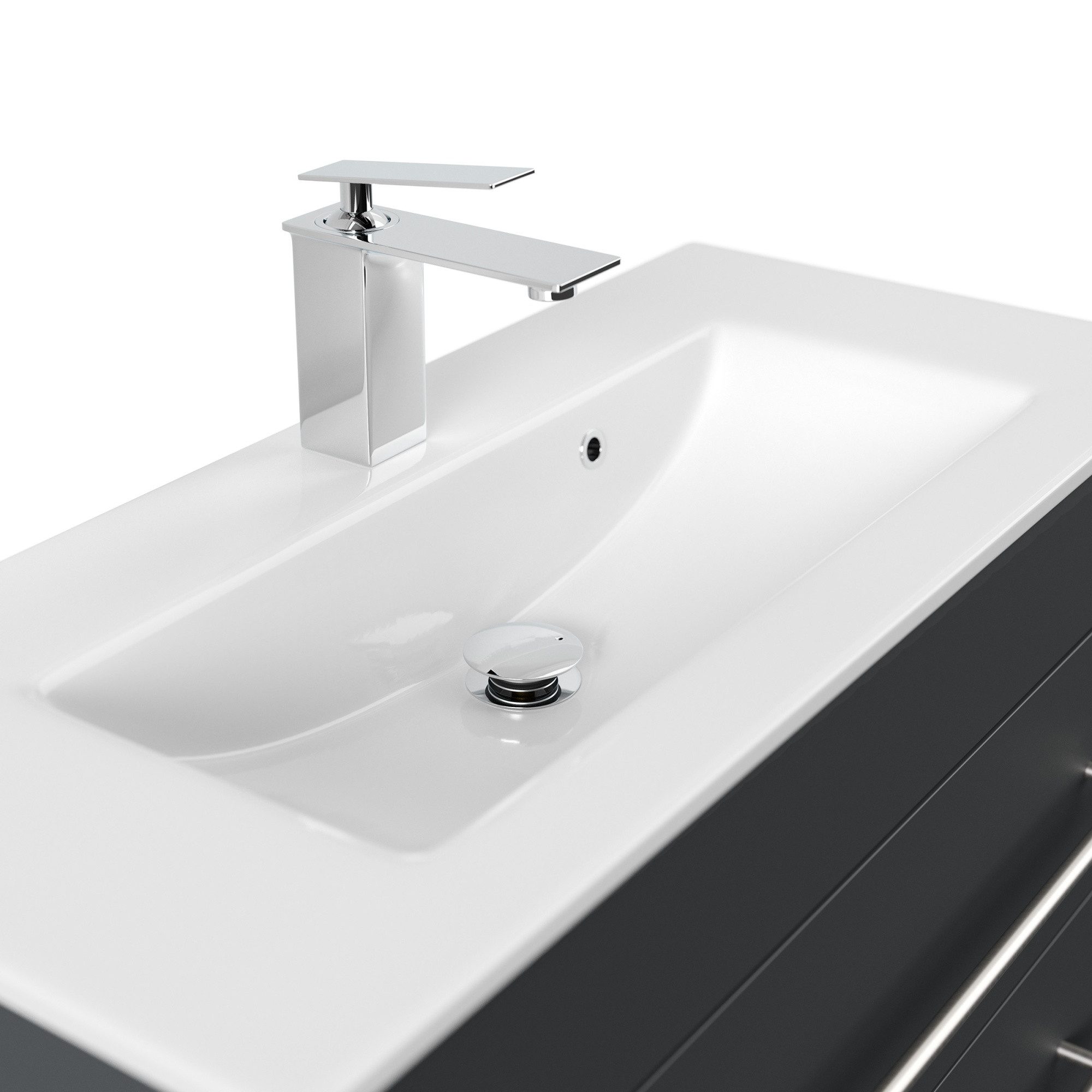 Magnolia Home Waschtisch Badmöbel Mars 800 SlimLine 80x36cm mit 2 SoftClose Schubladen grafit – Bild 5 von 5