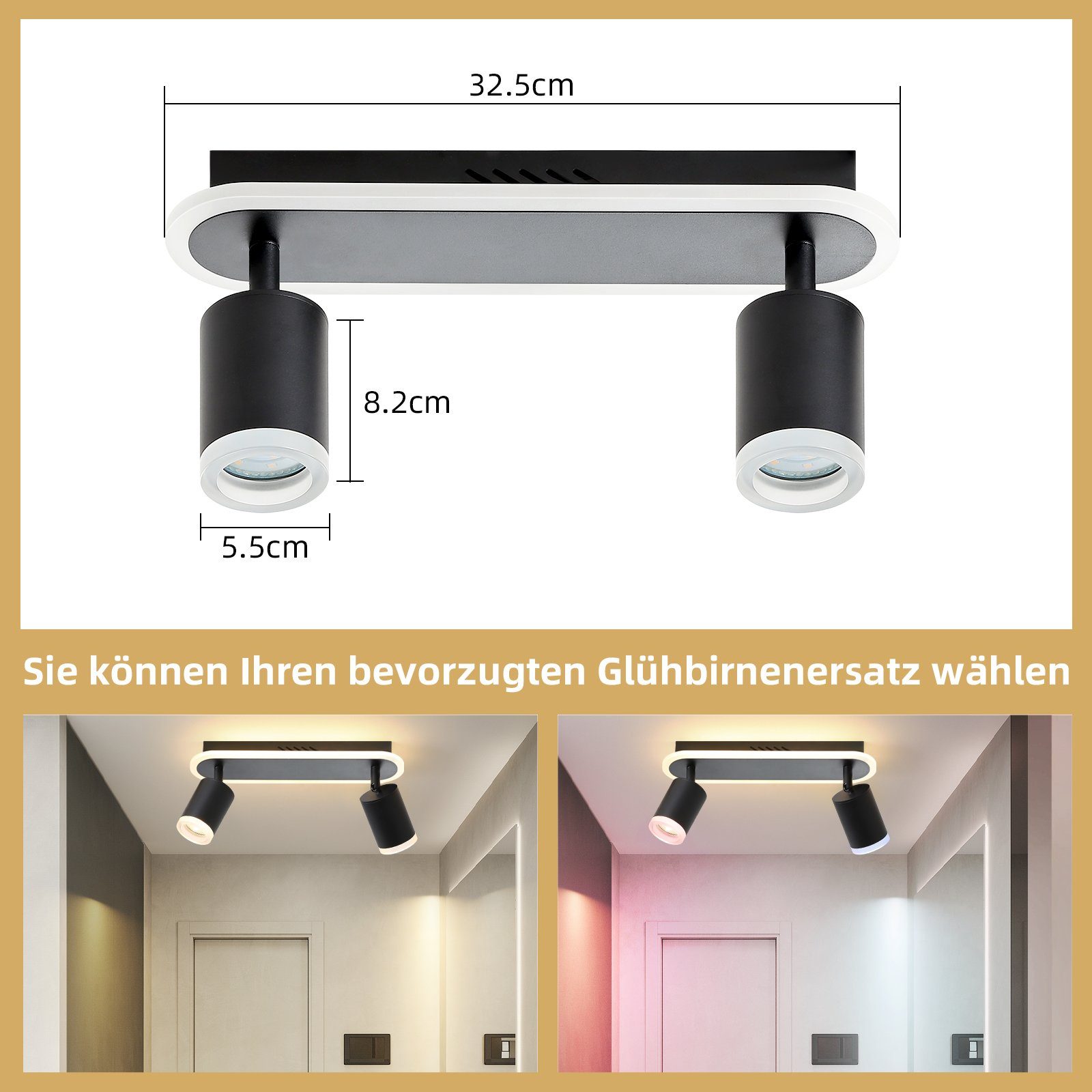 ZMH Deckenstrahler Deckenleuchte 2 Flammig -GU10 günstig online kaufen