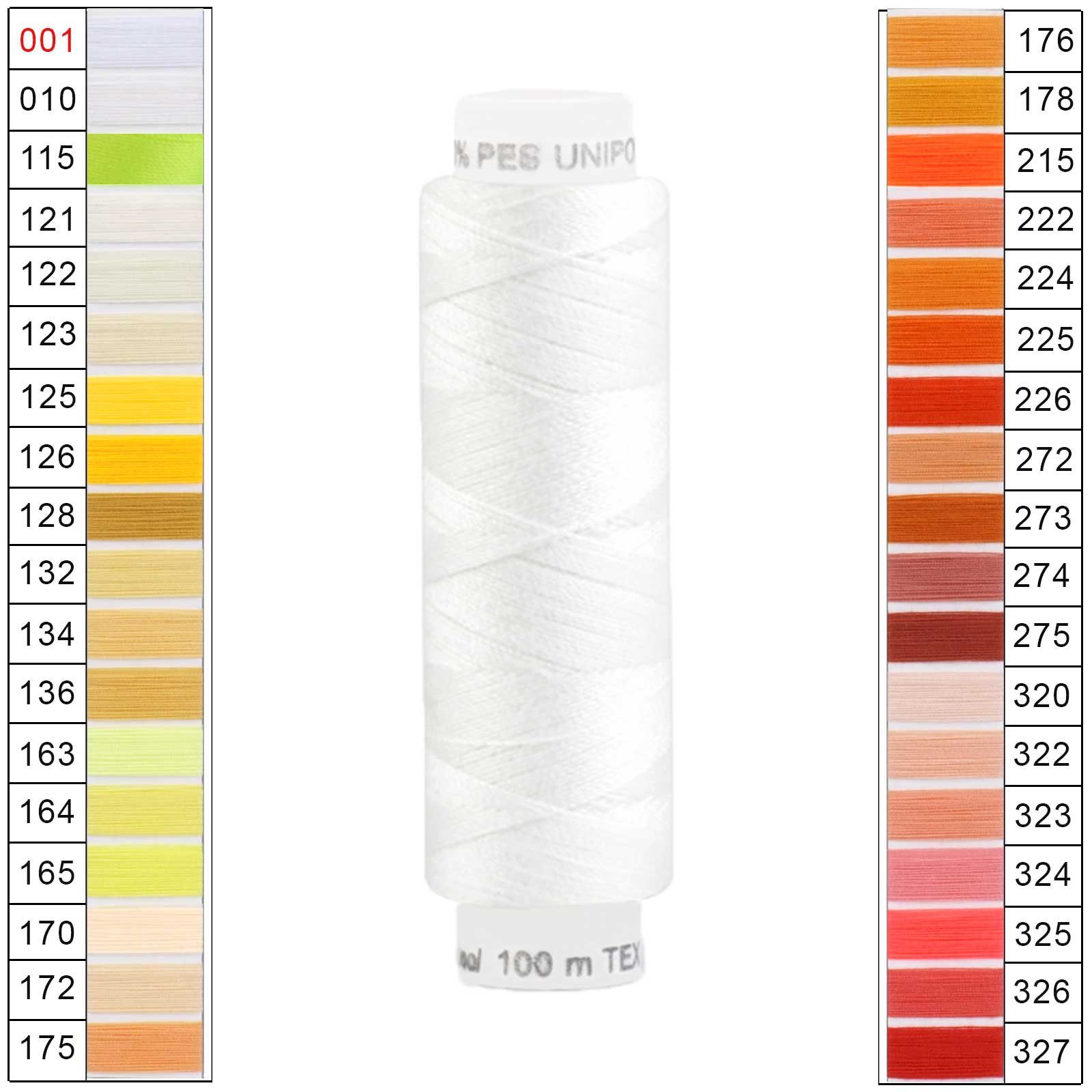 maDDma Nähgarn 100m Unipoly 120 TEX14x2 Farbwahl 1v6 Nähgarn, 100 m, 001