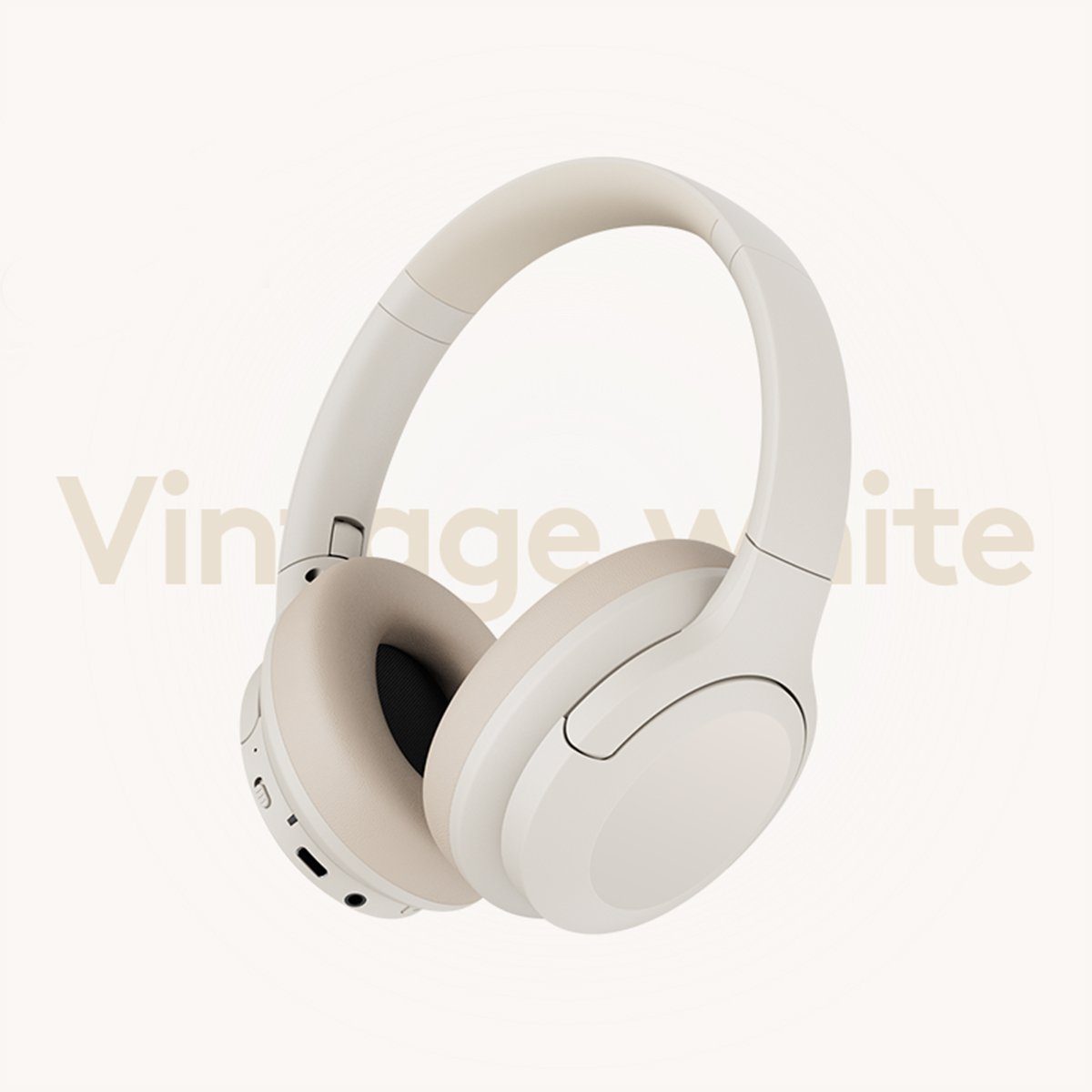 Bluetooth autolock Over-Ear-Kopfhörer Handy/PC/Zuhause) Faltbare Over-Ear-Kopfhörer mit Headset aktivem (Wireless 80 Stereo HiFi Spielzeit Stunden Noise Weiß Kopfhörer,für