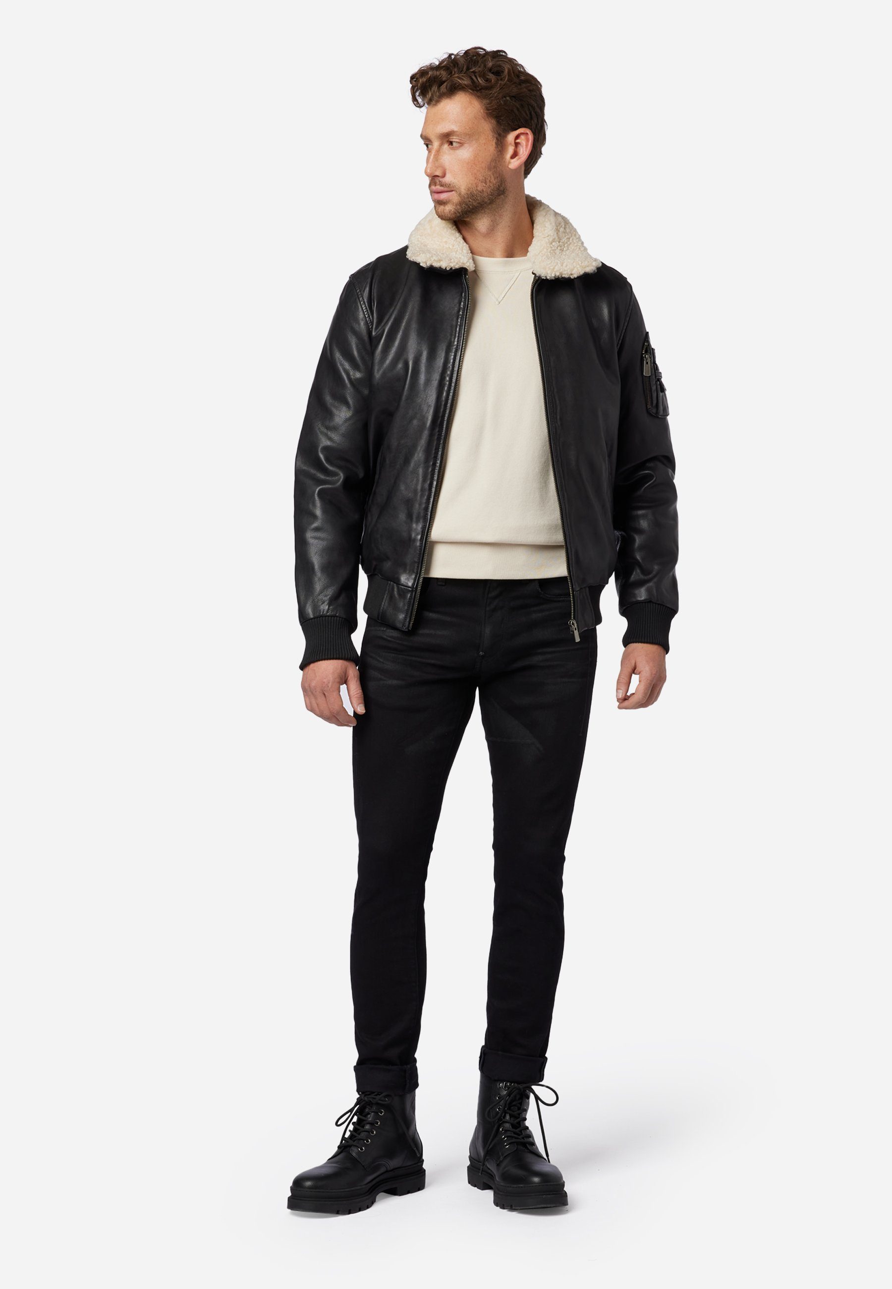 RICANO Lederjacke M-Bomber Lederjacke aus Lamm-Leder mit abtrennbarem Lamm günstig online kaufen