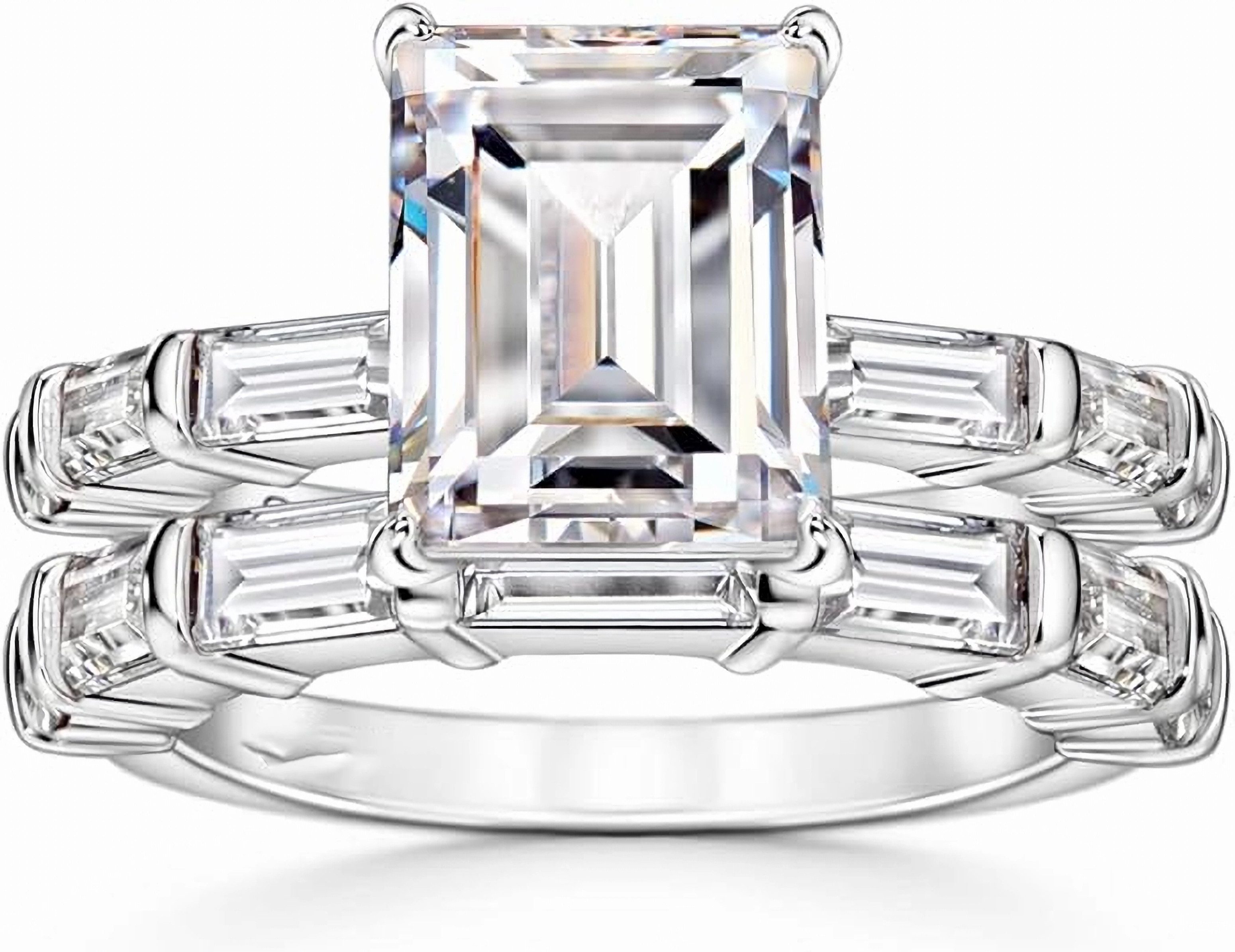 Jumpeak Verlobungsring 585 Gelbgold, 4ct Smaragd-Schliff Lab-Diamant , Luxus Verlobungsring, D vs1 2EX mit IGI-Zertifikat, perfektes Geschenk für die Liebsten