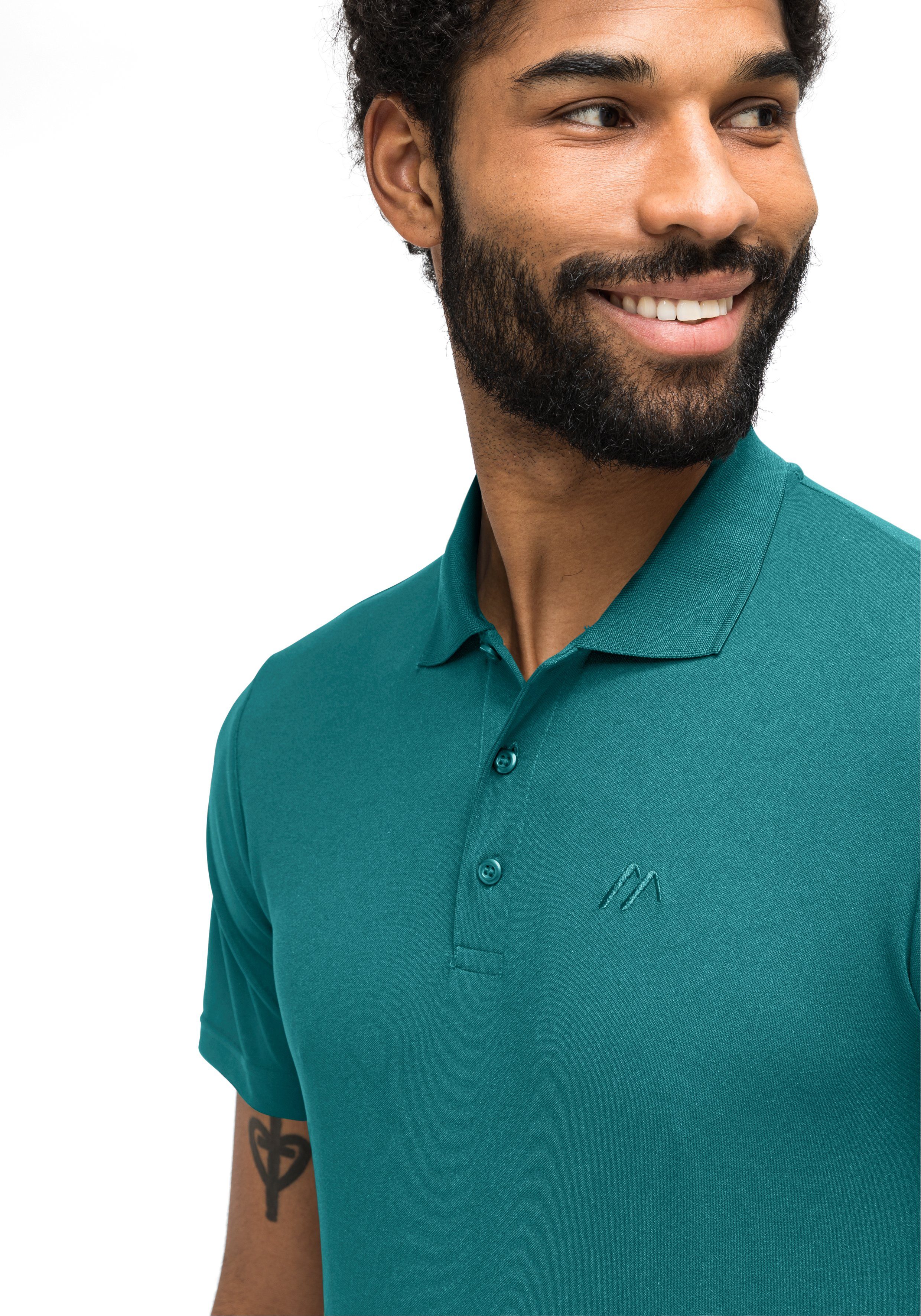 bequemes Ulrich Polo-Shirt und für Maier Sports Wandershirt, Herren Funktionsshirt Freizeit seegrün Wandern