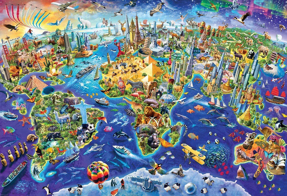 Puzzle 2000 Teile Puzzle - Puzzle - Verrückte Welt - Wimmelbild, Puzzleteile