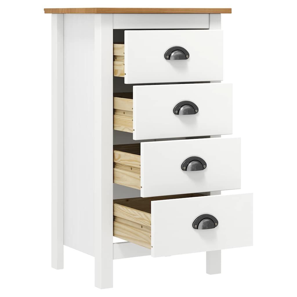 vidaXL Sideboard Sideboard Hill Weiß 46x35x80 cm Massivholz Kiefer (1 St)