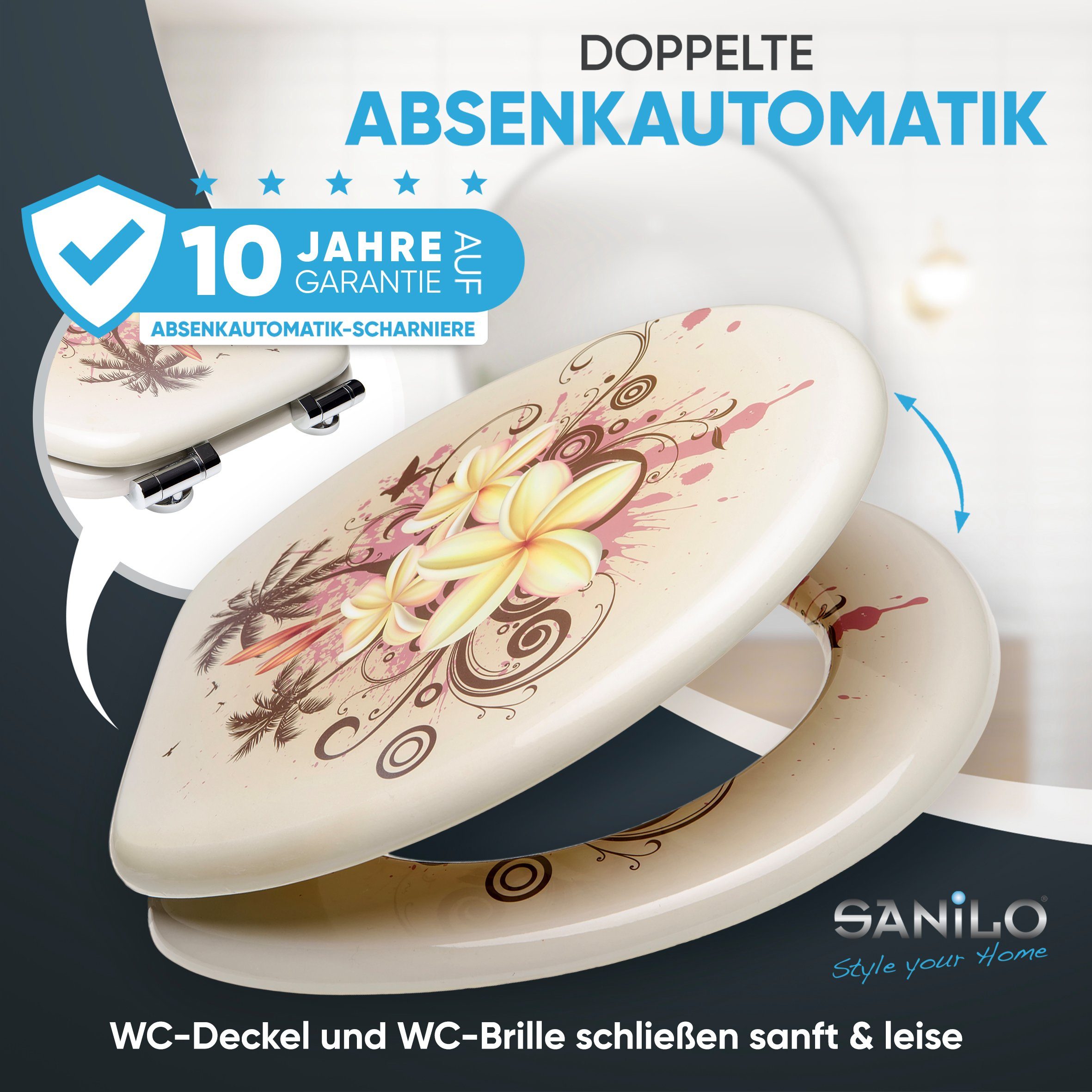 Sanilo WC-Sitz Tropical, mit Absenkautomatik, hochwertig & modern, universell, leichte Montage