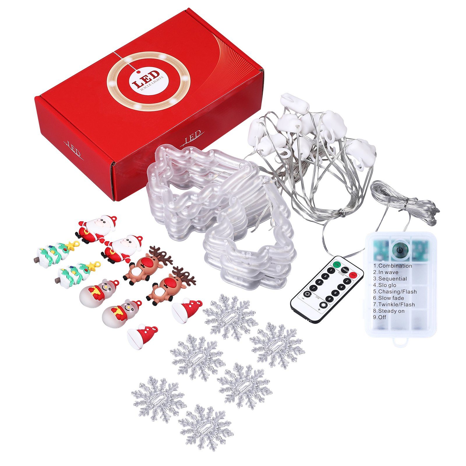 Rosnek LED-Lichtervorhang 3M, Schneeflocke, 8 Glitzermodi, günstig online kaufen