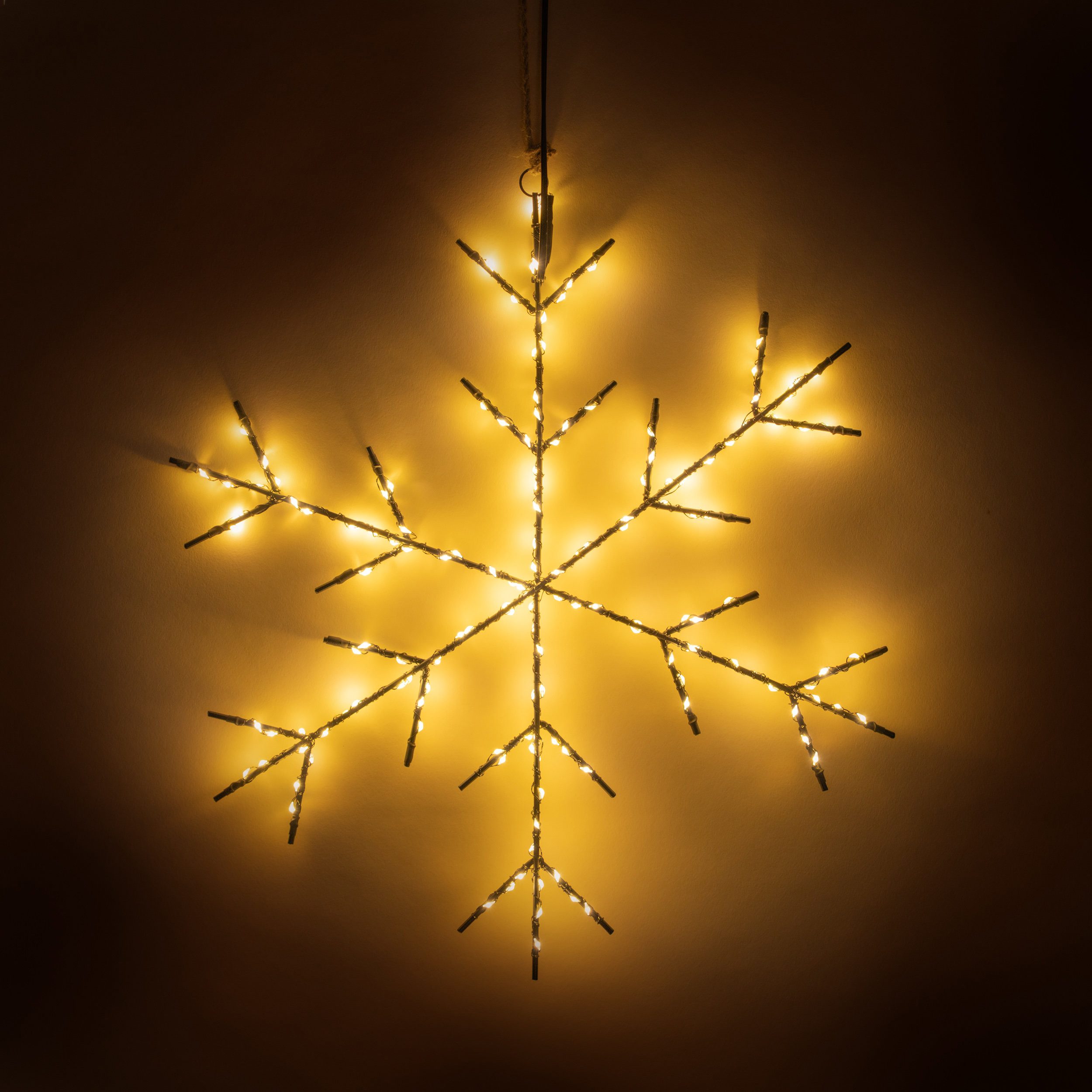 esotec LED-Hängeleuchte Solarleuchte Schneeflocke Ø40cm 200LEDs 2800K Weihnachtsdeko 103407, LED fest integriert