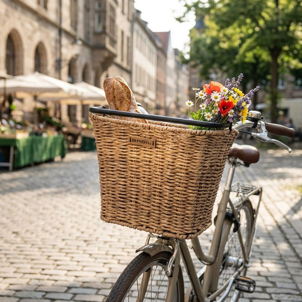 Basil Fahrradkorb Basil Bremen Rattan Look KF Fahrradkorb - Seegras-Look