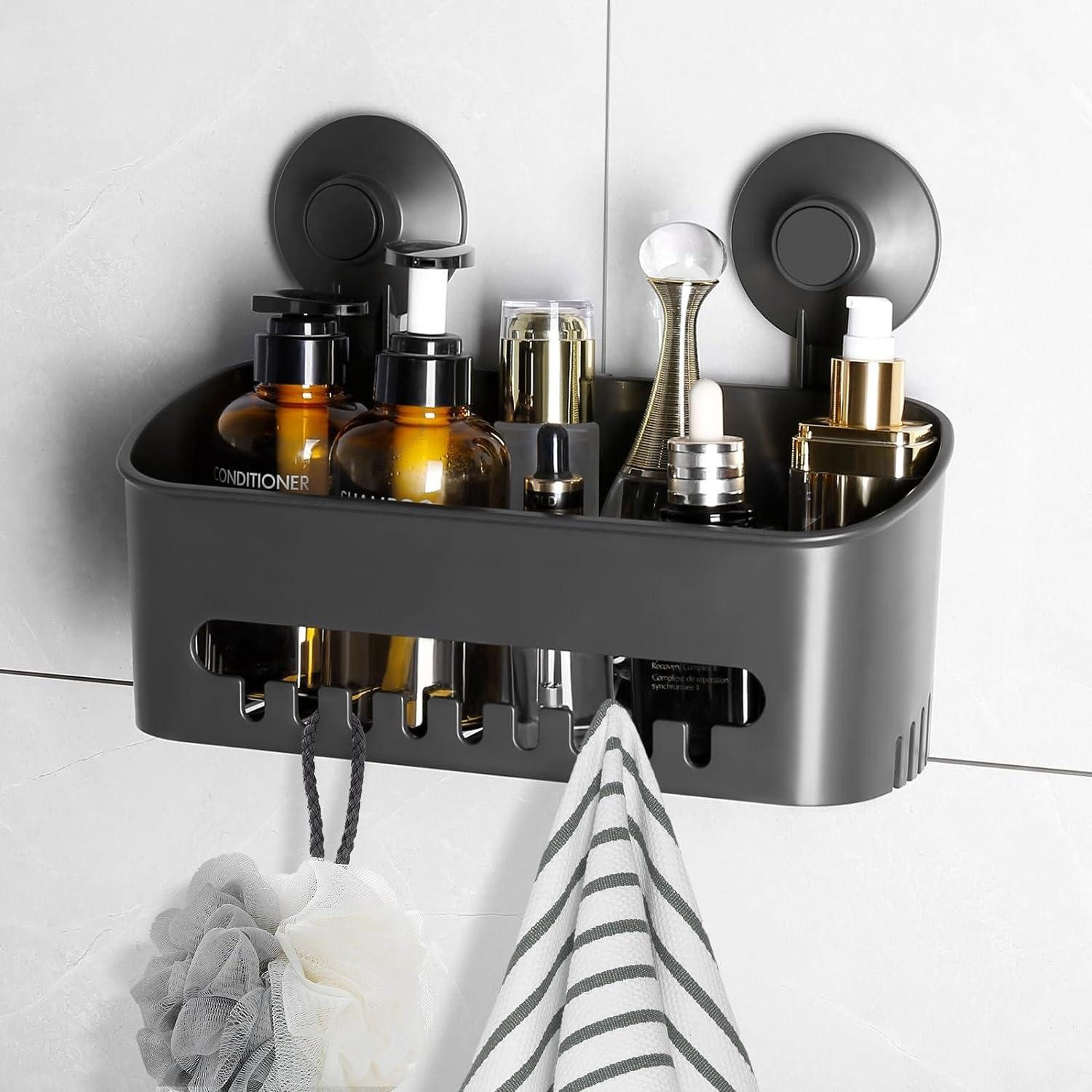 Küchenorganizer-Set Duschablage mit starken Saughaken Duschkorb Ohne Bohren Badezimmer