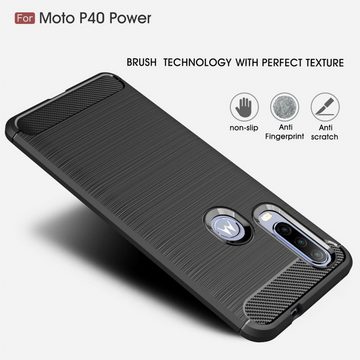 König Design Handyhülle Motorola One Action, Motorola One Action Handyhülle Carbon Optik Backcover Grau