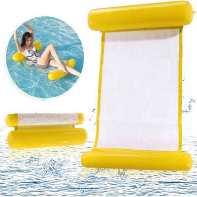 LENBEST Schwimmreifen Wasserliege aufblasbare Schwimmliege Wasserhängematte (2-tlg), Netzschwimmer Luft zusammenklappbar aufblasbares Bett