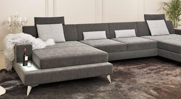 BULLHOFF Wohnlandschaft Wohnlandschaft XXL Sofa Ecksofa Eckcouch U-Form Designsofa LED Couch Braun Vintage Grün »MÜNCHEN« von BULLHOFF