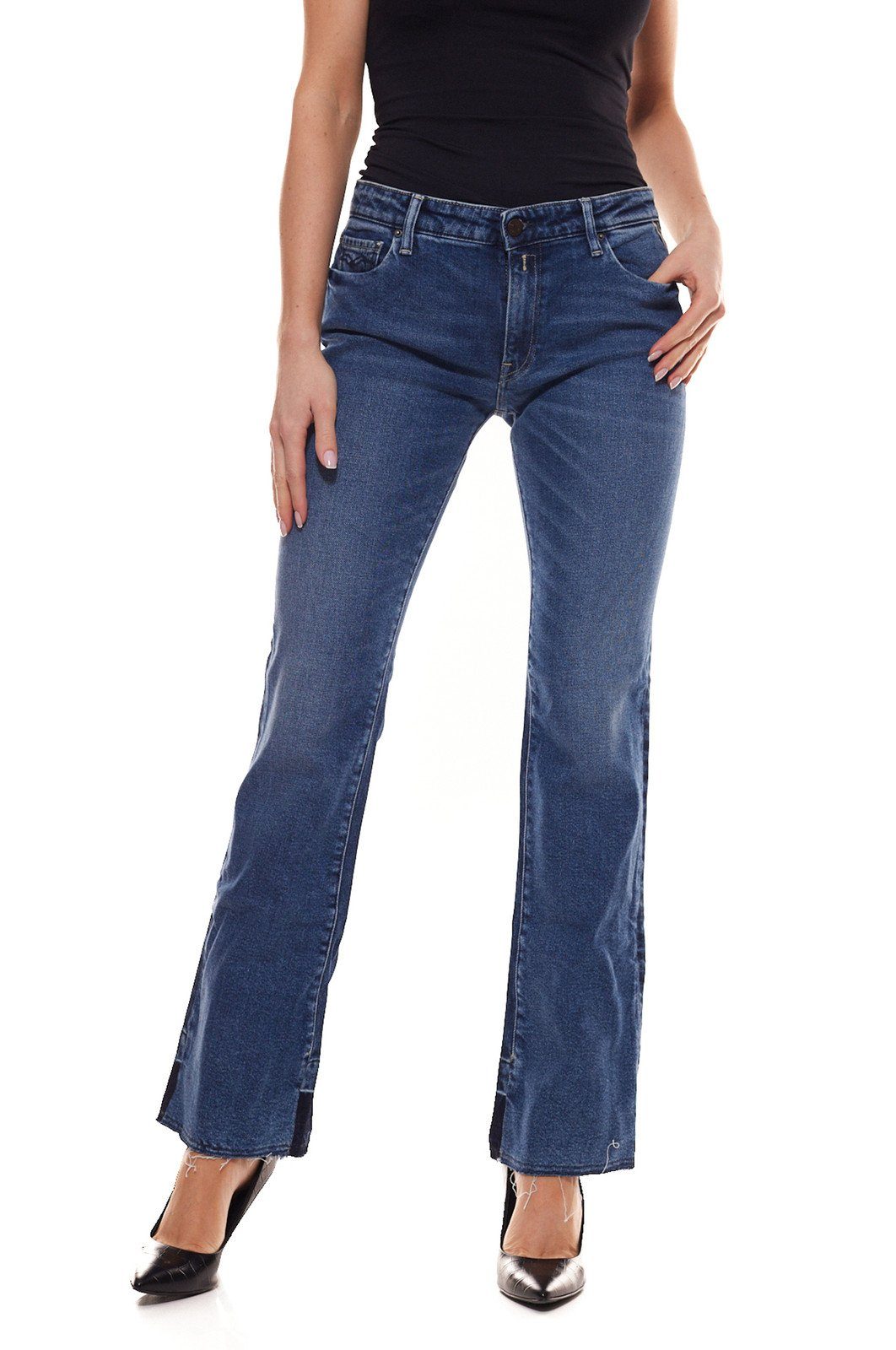 Replay Regular-fit-Jeans »REPLAY Dominiqli Ankle-Jeans ausgestellte Damen  Sommer-Hose Low Rise Denim Blau« online kaufen | OTTO