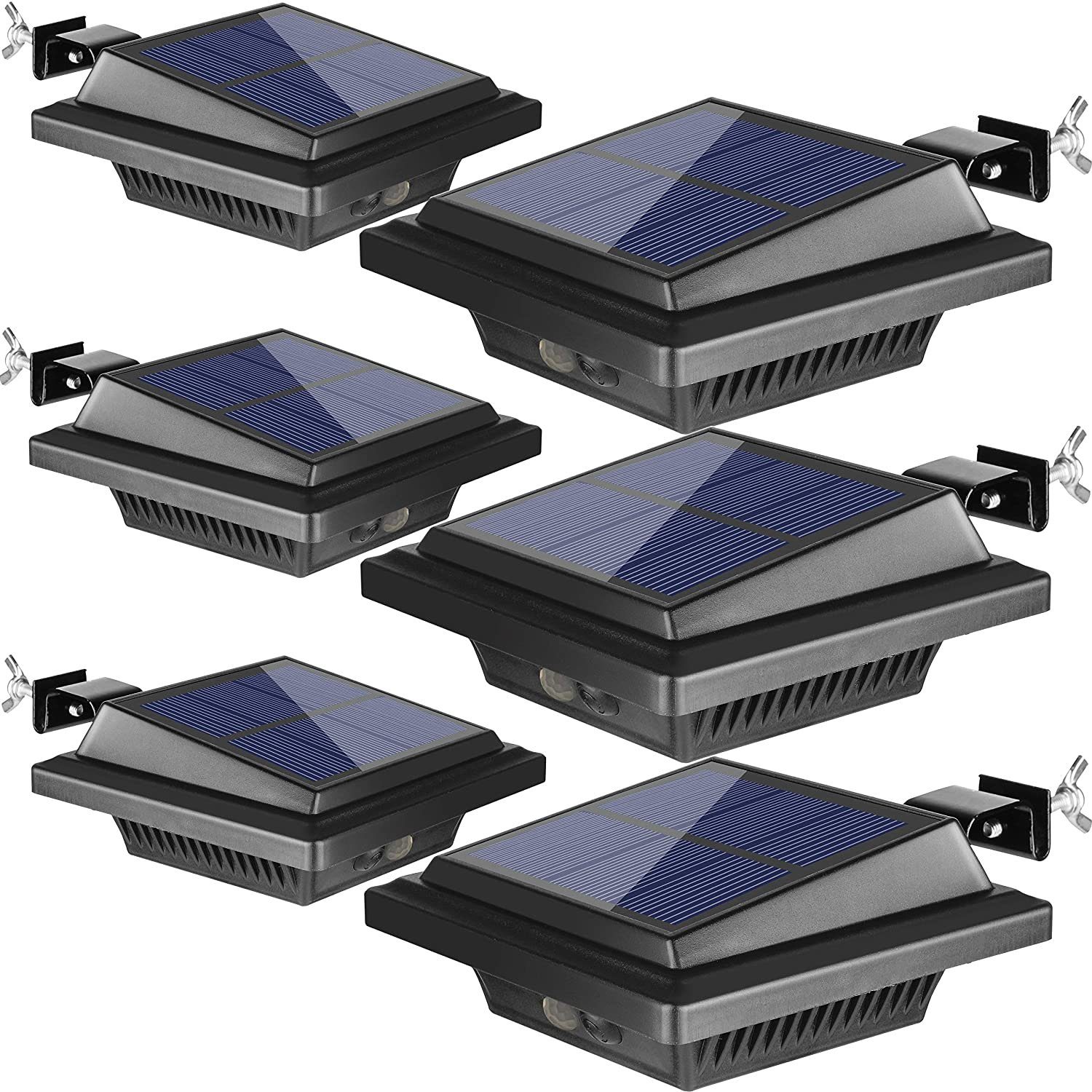 KEENZO Dachrinnenleuchte 6Stk.Solarlampen für Außen, 25 LEDs mit PIR-Sensor, Warmweiß | Dachrinnenleuchten