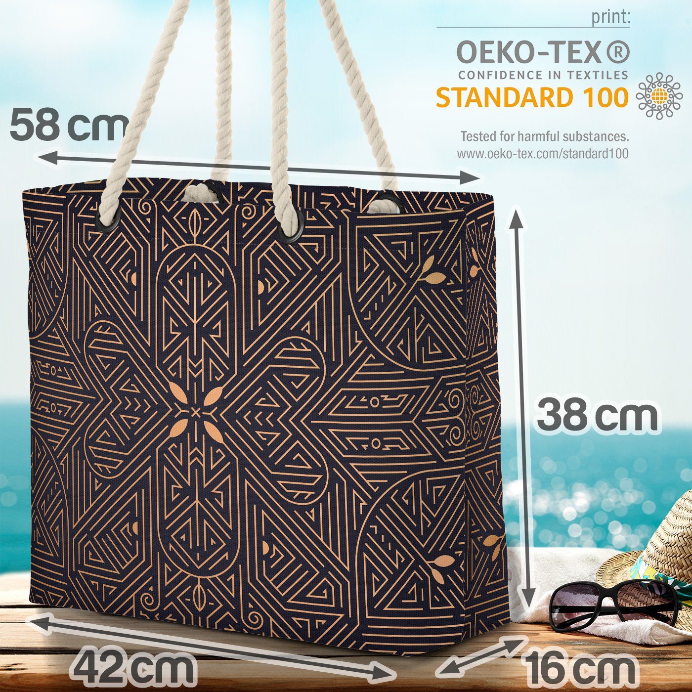 (1-tlg), asien gold Badehaus Decor Ornament schwarz VOID Muster arabien Arabisches Strandtasche