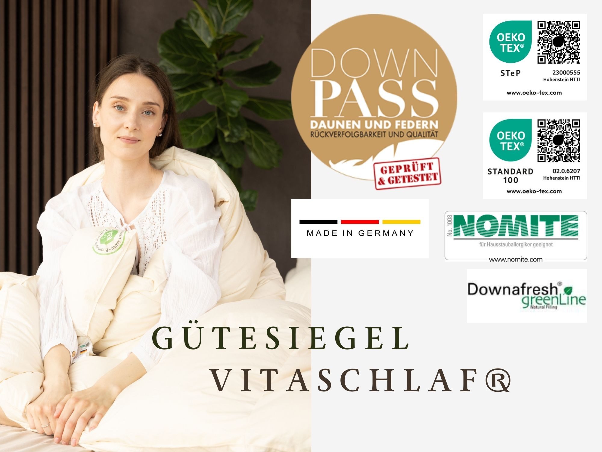 Vitaschlaf Gänsedaunenbettdecke Vitaschlaf® BIO-LUXE-KBA Bettdecken für Sommer Winter Ganzjahresdecke, Füllung: 100% Gänsedaunen, Bezug: 100% BIO-Baumwolle, Bet – Bild 5 von 5