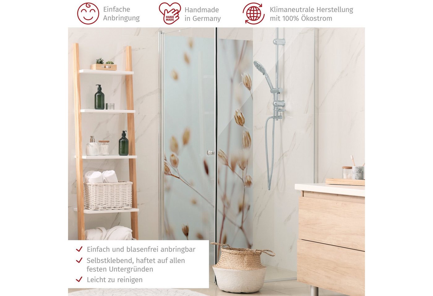 Thumbnail - Bilderdepot24 Badrückwand Tropisch beige Duschrückwand ohne Bohren Dusche, (1-tlg., Hart-Folie Smart matt 0,35 mm), fuge...