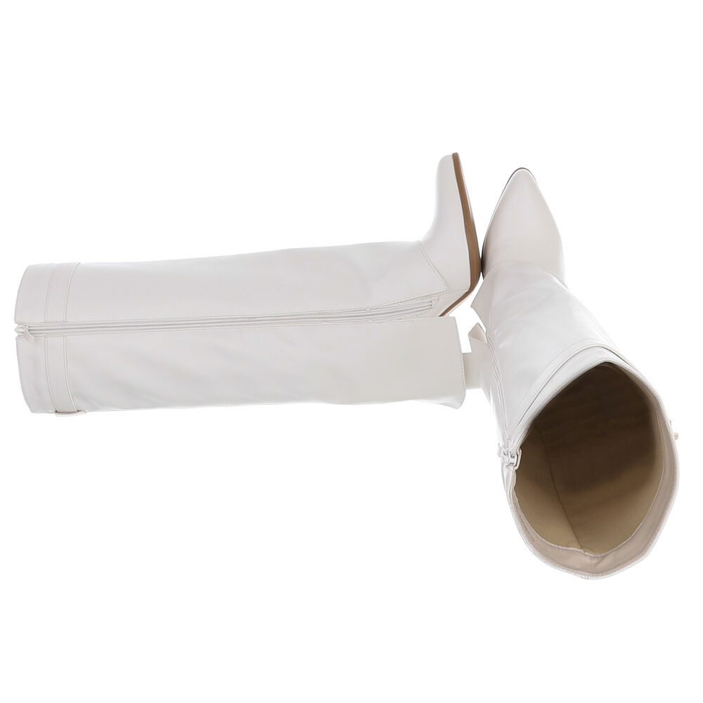 Ital-Design Elegante kniehohe Stiefelette mit Blockabsatz für Damen High-He günstig online kaufen