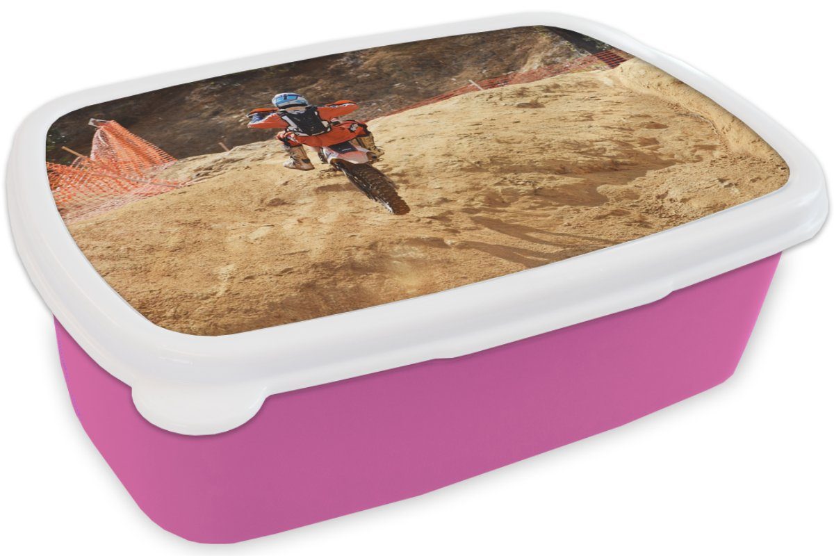 Lunchbox Sand MuchoWow Kinder, - rosa - Erwachsene, Mädchen, Kunststoff Brotdose Amerika für Snackbox, (2-tlg), Kunststoff, Motor, Brotbox