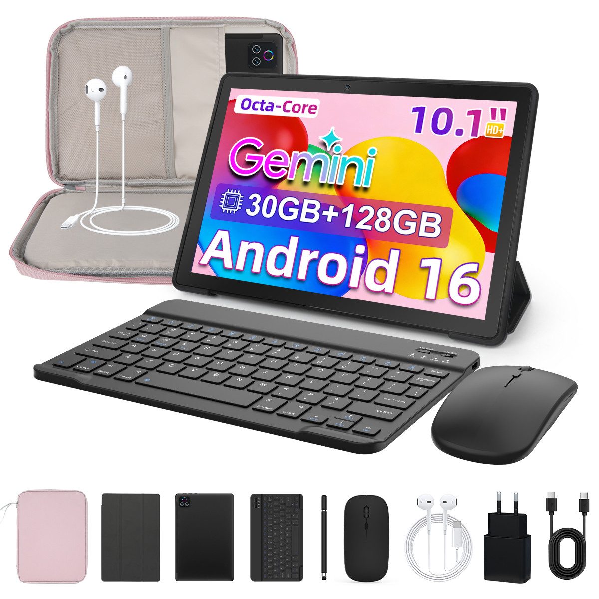 BUFO 10.1 Zoll Android, 4GB/6GB+128GB, 1280x800 HD, incl. Hülle Set Tablet (10", 128 GB, Android 16)