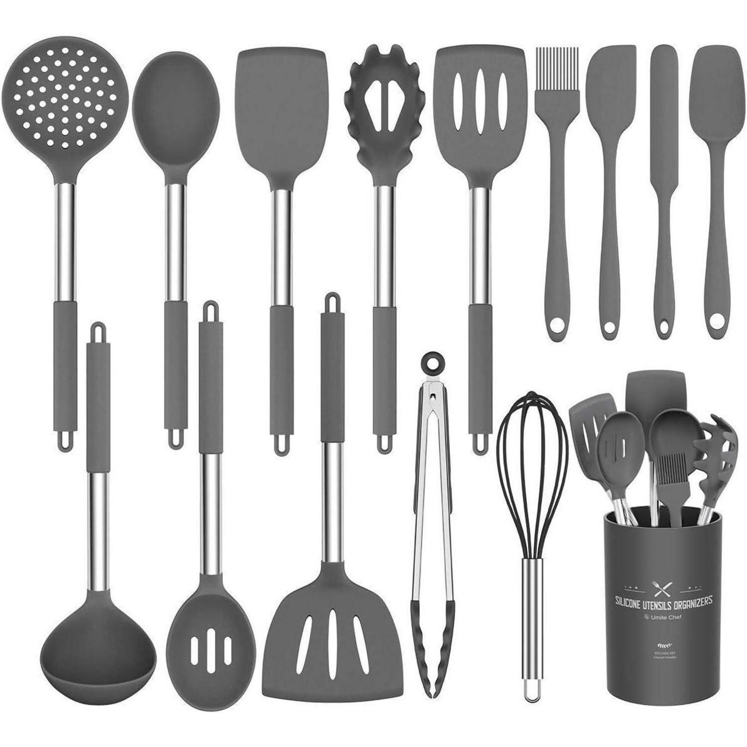 LuxusKollektion Kochbesteck-Set Küchenutensilien-Set 15-teilig Silikon hitzebeständig