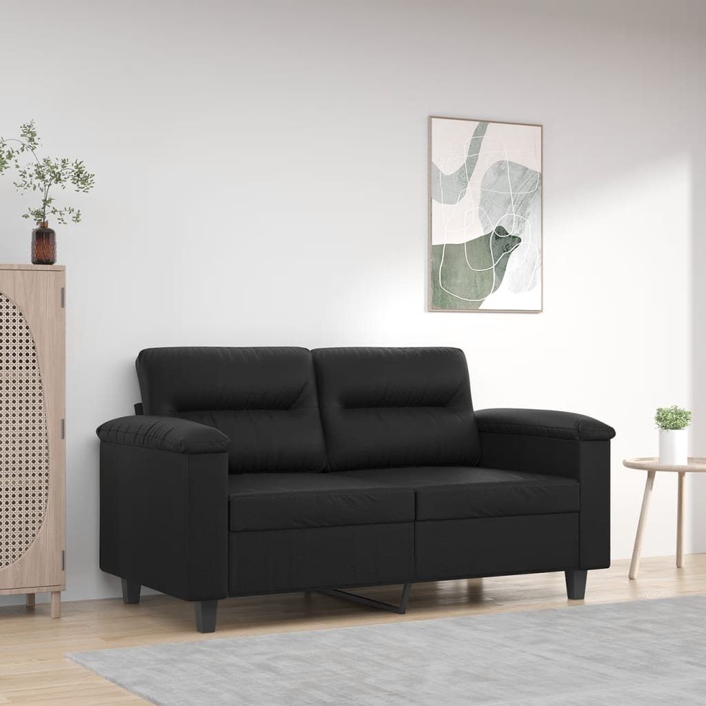 vidaXL Sofa 2-Sitzer-Sofa Schwarz 120 cm Kunstleder